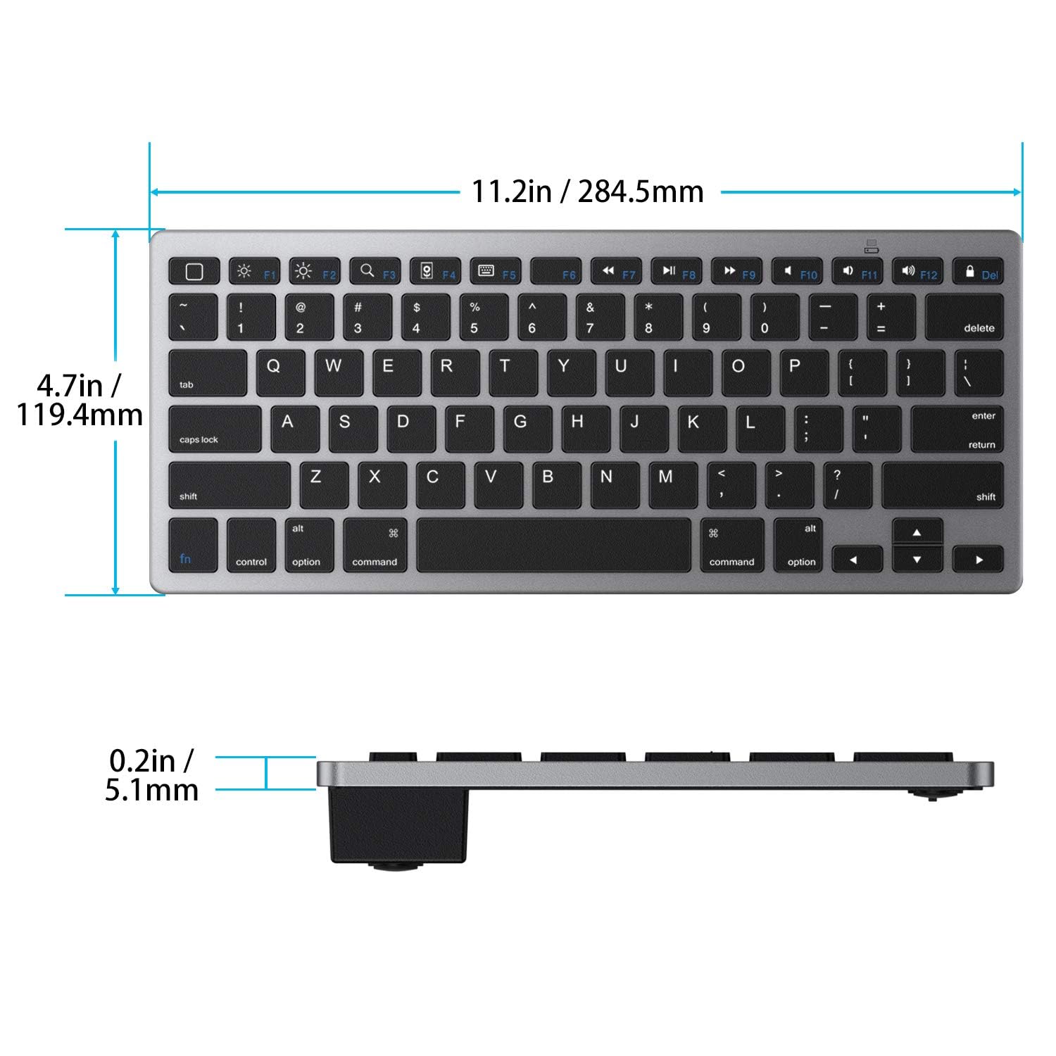 OMOTON Bluetooth Keyboard for iPad 10th Gen, iPad 10.2 (9th/8th/7th Gen), iPad Pro 13/12.9/11 inch, iPad Air 13/11 inch (5th/4th Gen), iPad Mini - Slim Wireless Keyboard with Bluetooth 5.1 - Compatible with iOS & Android Devices - Perfect for Home, Office & Travel (Grey)