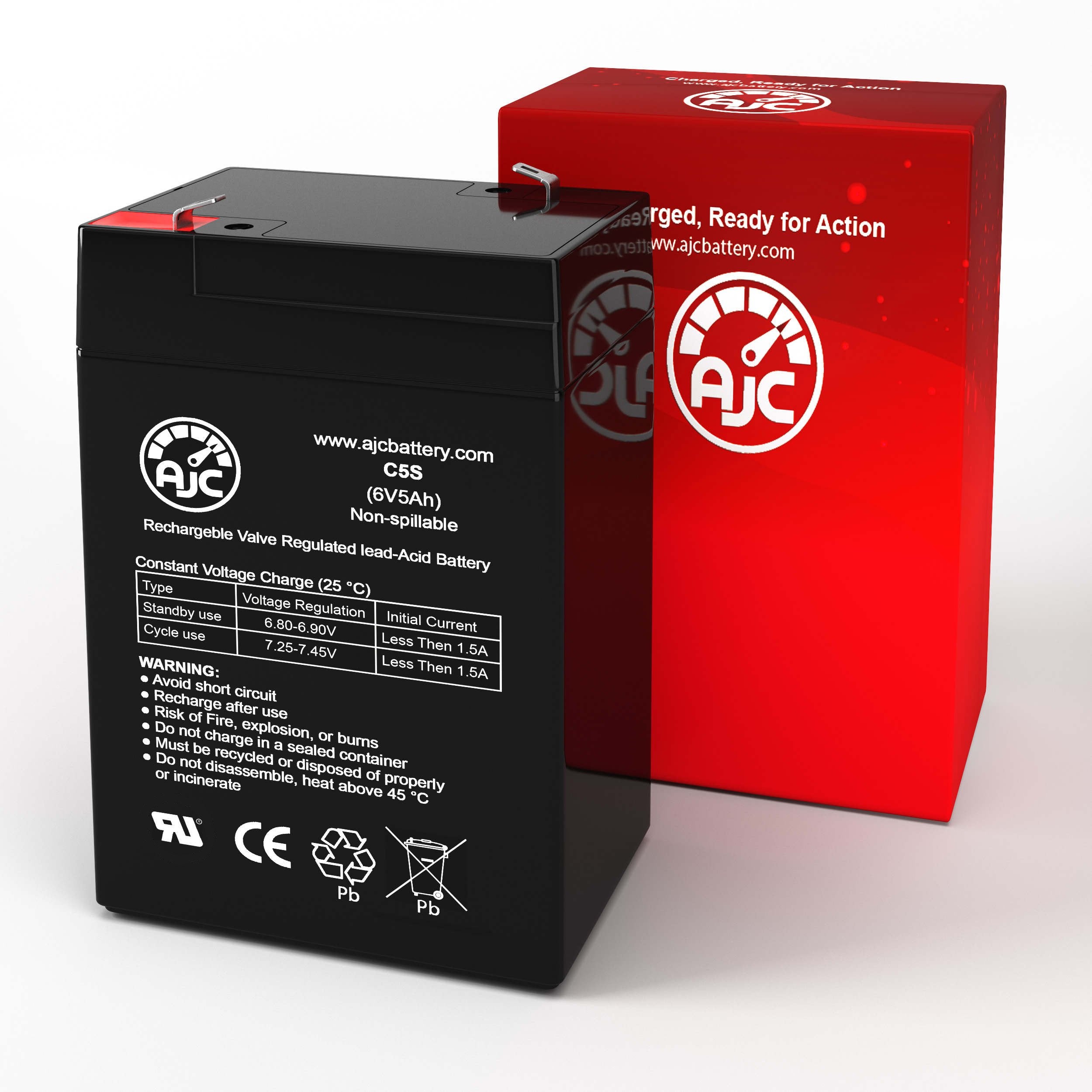 AJC 6V 5Ah Replacement Battery for Ademco 456 & 651 Alarm Systems - Power Backup for Home Security & Emergency Devices