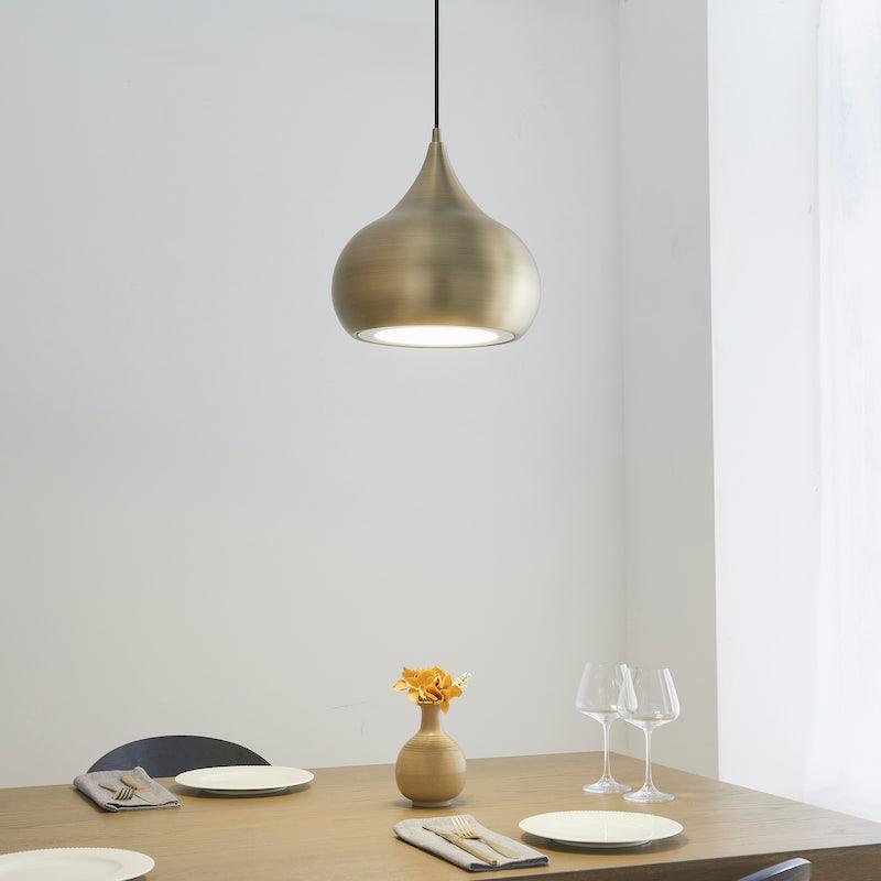 Brosnan 1-Light Matt Antique Brass Ceiling Pendant - Vintage Industrial Lighting Fixture for Dining Room, Kitchen Island & Entryway