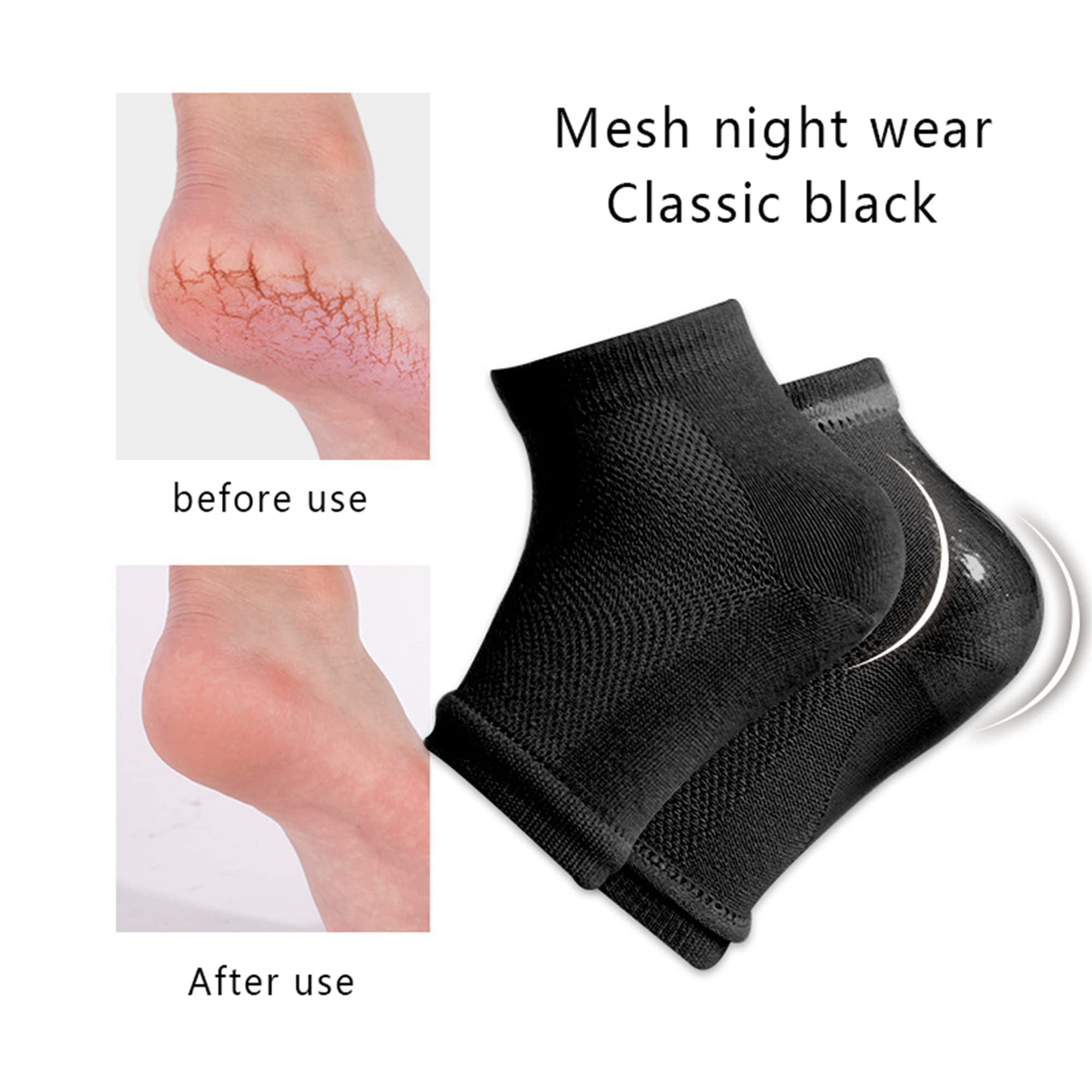 Qtinghua Care Moisturizing Socks for Dry Cracked Heels - Spa Gel Socks with Heel Balm | Foot Care & Softener | Perfect for Overnight Treatment & Pedicure