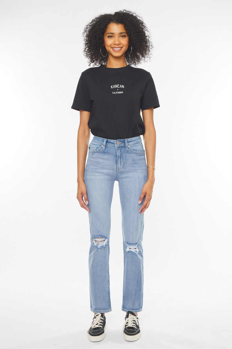 Sultana High Rise Slim Straight Leg Jeans for Women - Stretchy Denim Pants, Comfortable & Flattering Fit - Perfect for Casual Wear, Office & Date Nights