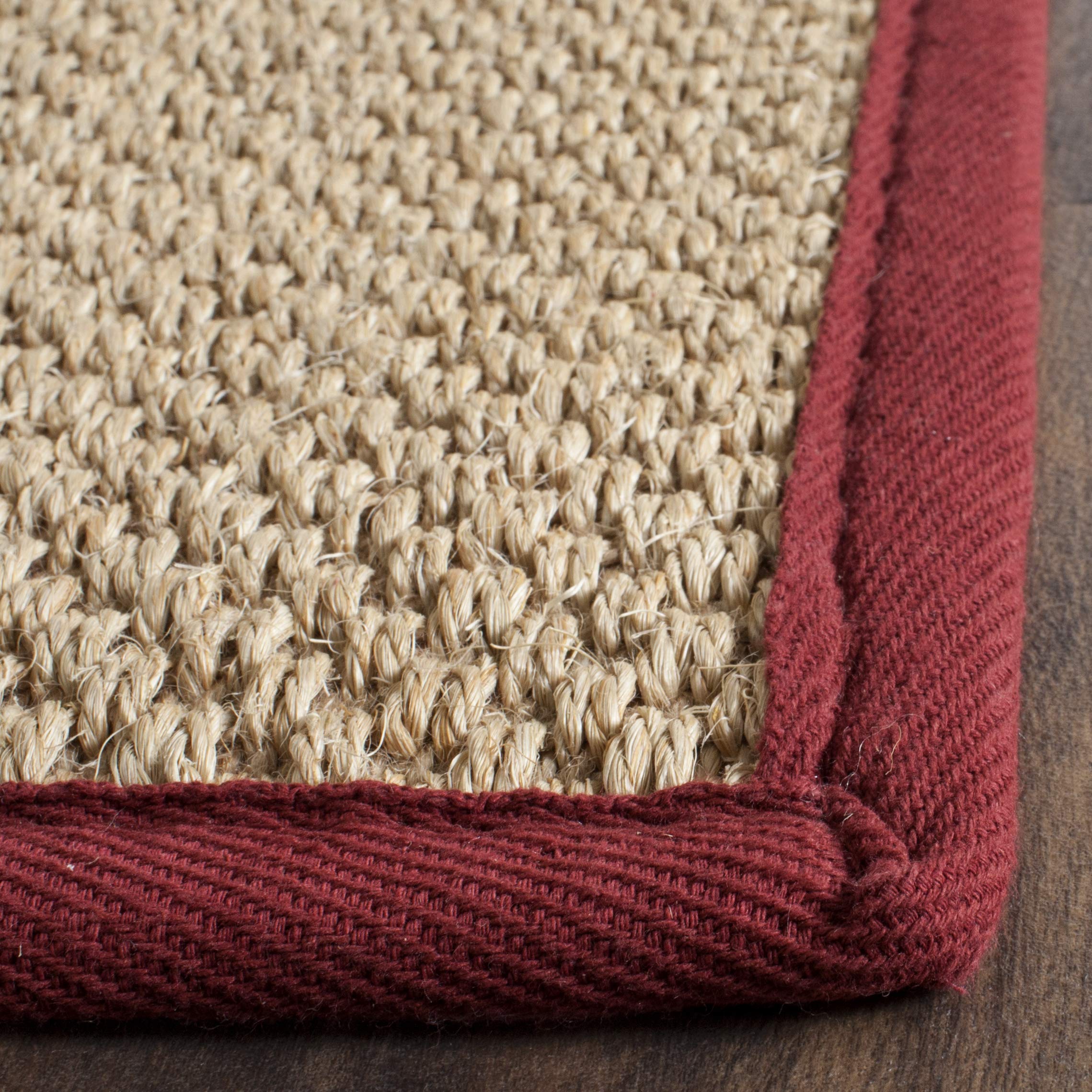 SAFAVIEH Natural Fiber Collection Area Rug - 9' x 12', Maize & Burgundy, Border Sisal Design, Easy Care, Durable Floor Covering for High Traffic Areas - Perfect for Living Room, Bedroom, Office & Entryway (NF141D)