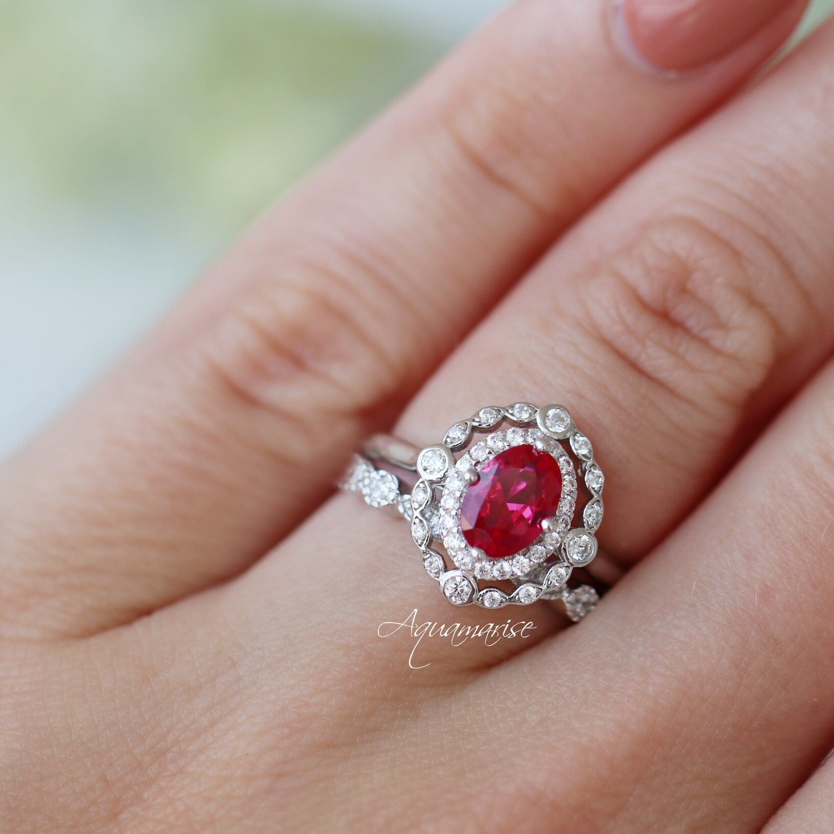 Valentina Ruby Ring Sterling Silver - Elegant Handmade Jewelry for Women, Perfect Gift for Valentine's Day, Anniversary & Special Occasions