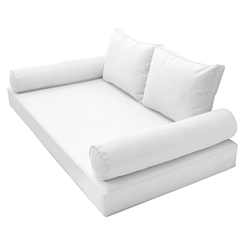 Prolinemax Outdoor Style 1 Full Piped Trim Daybed Mattress Bolster Pillow Fitted Sheet Cover - Waterproof & Breathable Fabric - Perfect for Patio, Sunroom, and Guest Bed AD106