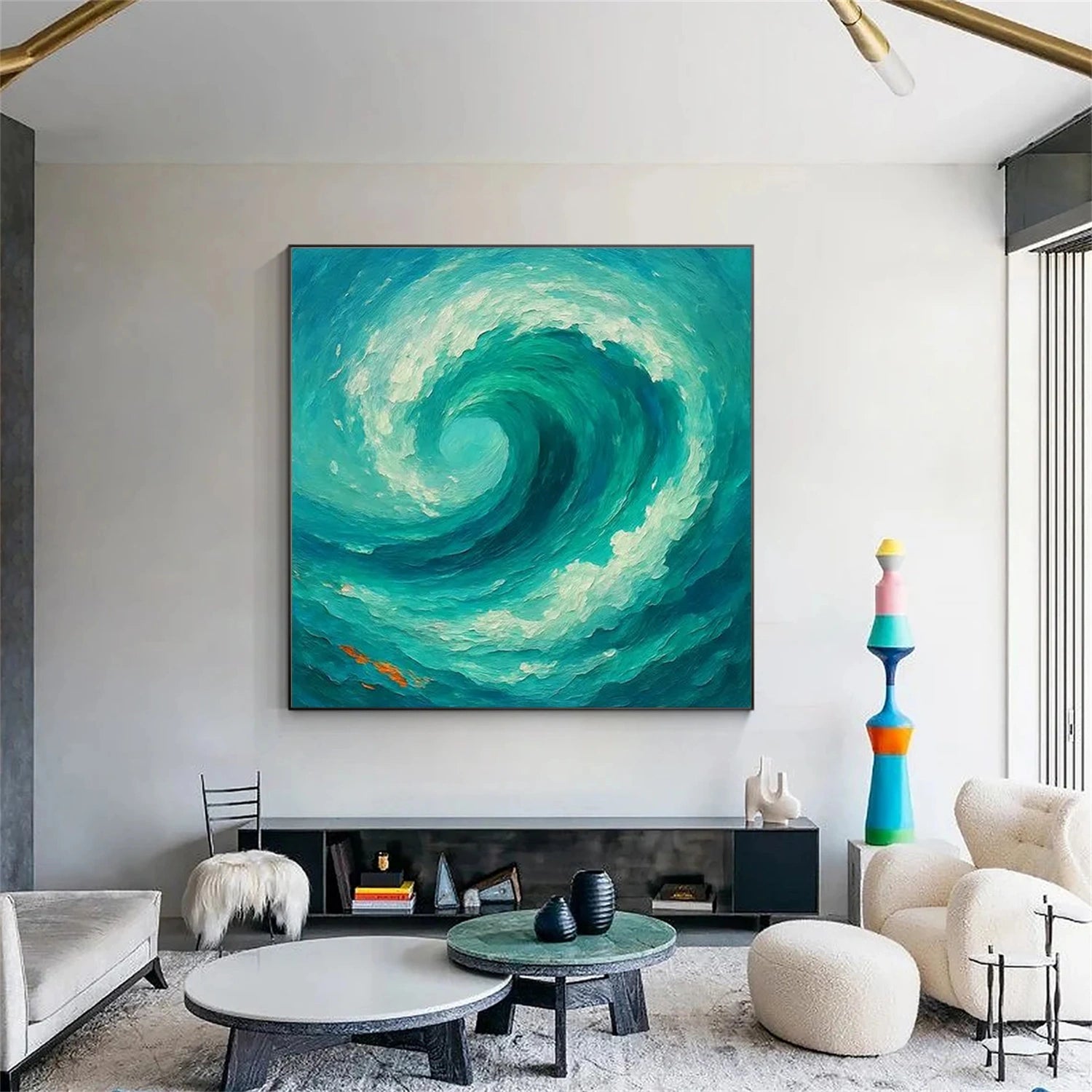 Blue & Green Abstract Textured Canvas Wall Art - Modern Home Decor for Living Room, Bedroom & Office | Premium Quality Painting #BG128