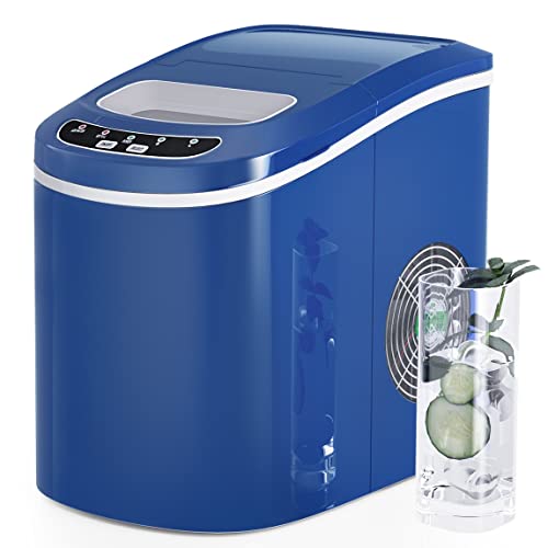 SIMOE Portable Countertop Ice Maker Machine - 26lbs/24Hrs, 9 Bullet Ice Cubes in 6 Minutes, 2 Ice Size Options with Scoop & Basket - Perfect for Home, Office, RV & Outdoor Use (Navy Blue)