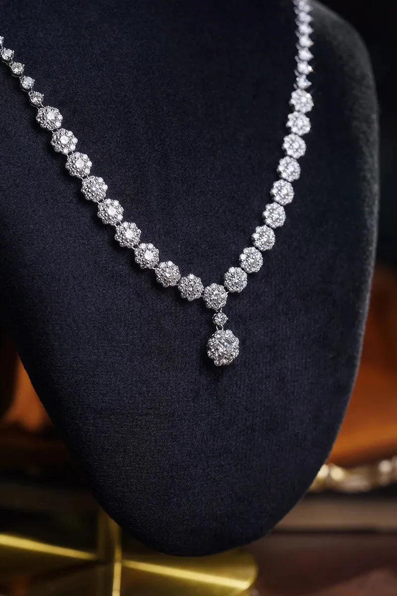 18K White Gold Diamond Necklace for Women - 9.20 Carat Real Natural Diamond Flower Pendant Luxury Jewelry | Perfect for Parties, Weddings & Special Occasions