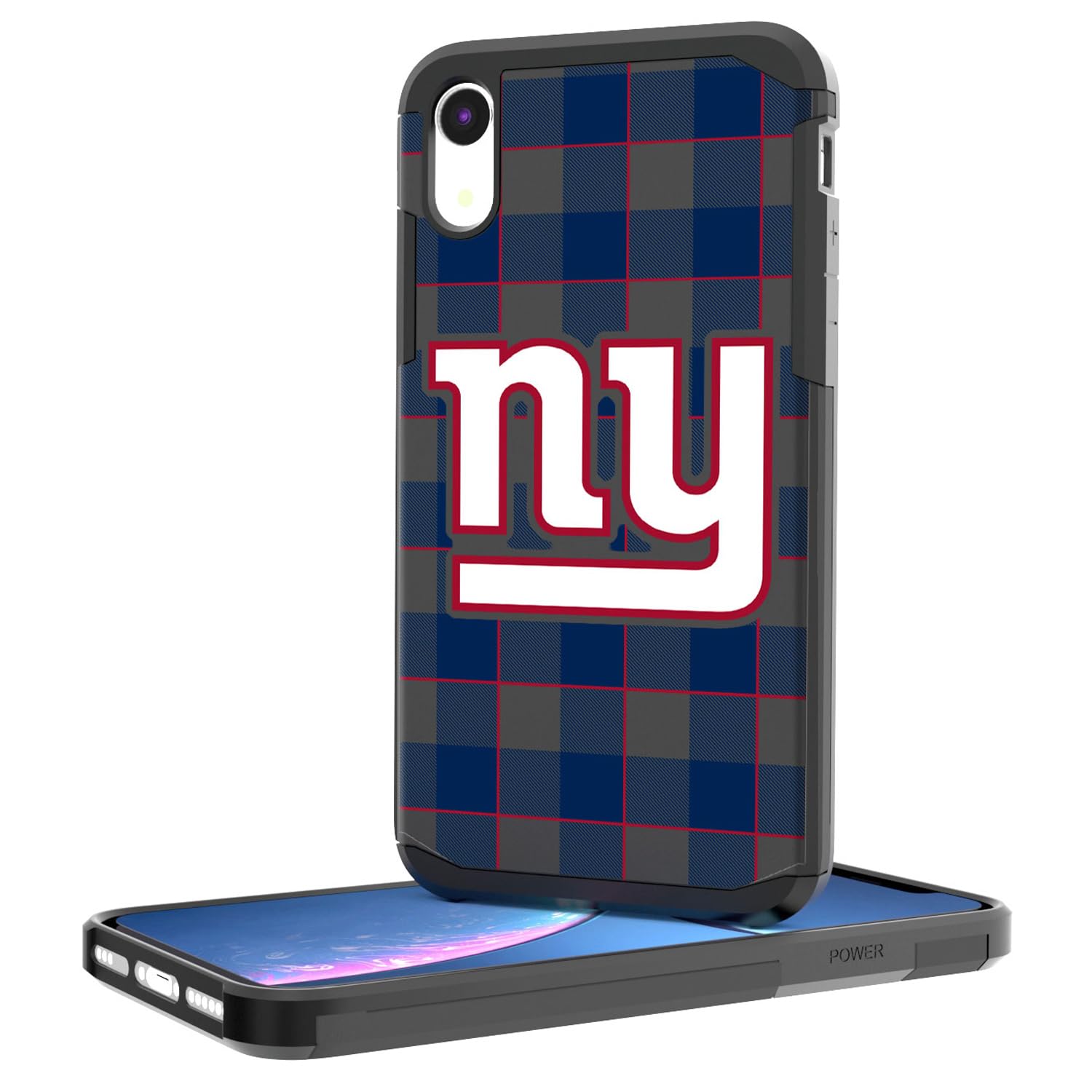 New York Giants iPhone Case - Rugged Plaid Design for iPhone 14/13/12/11 Pro Max - Shockproof Protective Cover for Football Fans (Perfect for Game Day & Outdoor Activities)