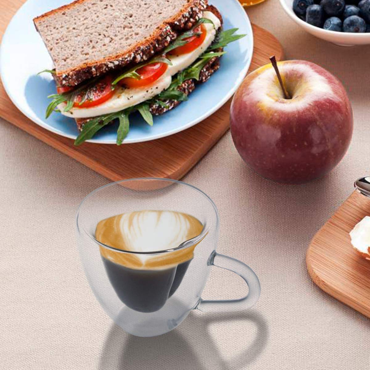 Premium 5.6oz Double Wall Insulated Glass Espresso Cups Set of 2 - Heat Resistant for Hot Latte, Macchiato & Cappuccino - Perfect for Home Coffee Bars & Cafe Style Drinks