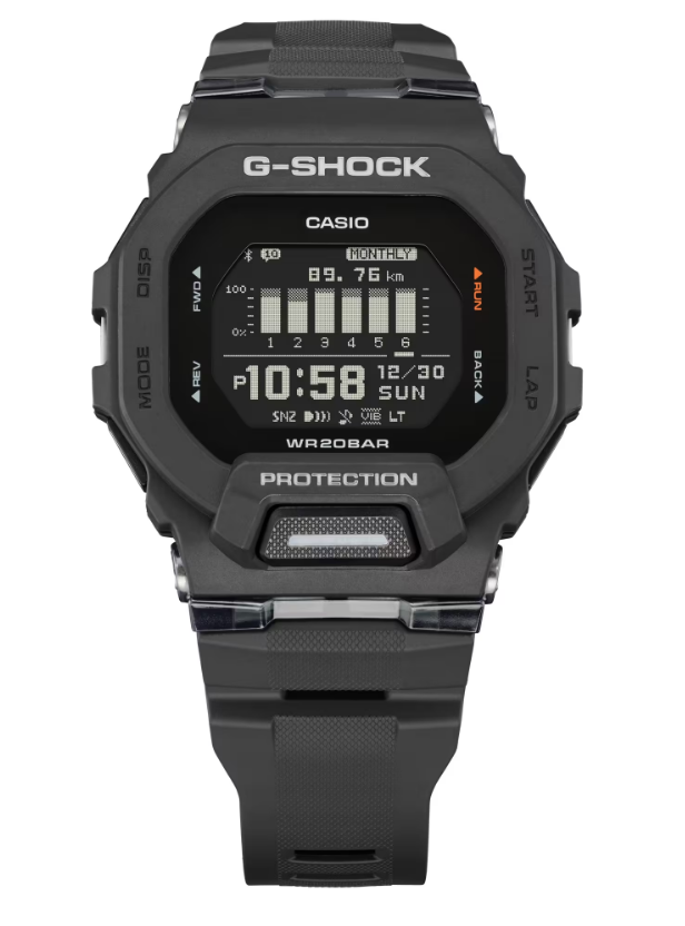 Casio G-Shock GBD200 Bluetooth Smartwatch with Step Counter - Black Square Digital Watch for Men - Fitness Tracking & Outdoor Sports