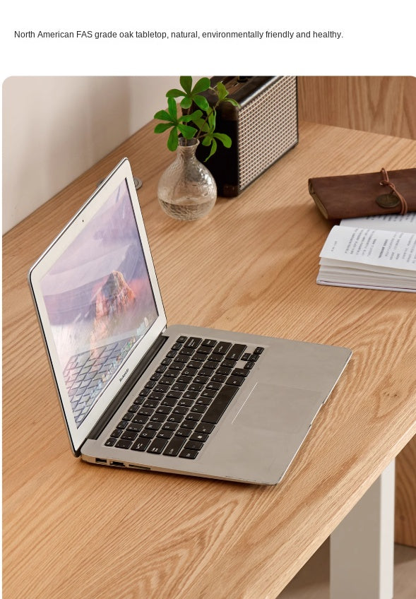 Premium Oak Solid Wood Electric Height Adjustable Standing Desk - Ergonomic Home Office Workstation for Computer & Laptop Use