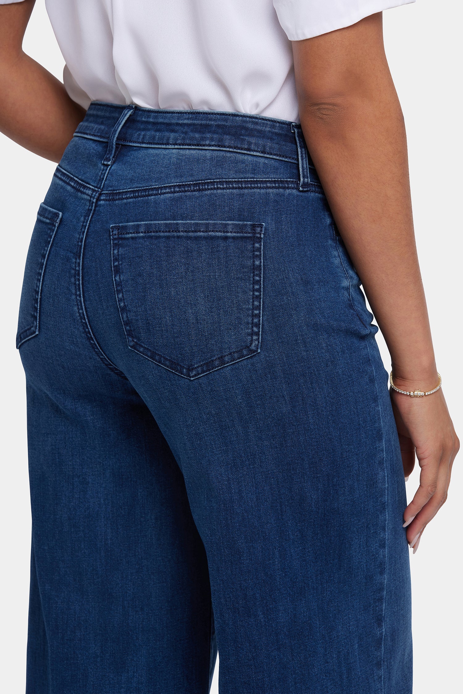 Brodi Women's Wide Leg Ankle Jeans - High Waisted Stretch Denim Pants in Ibiza Blue Wash | Casual Chic Outfit for Streetwear & Everyday Wear