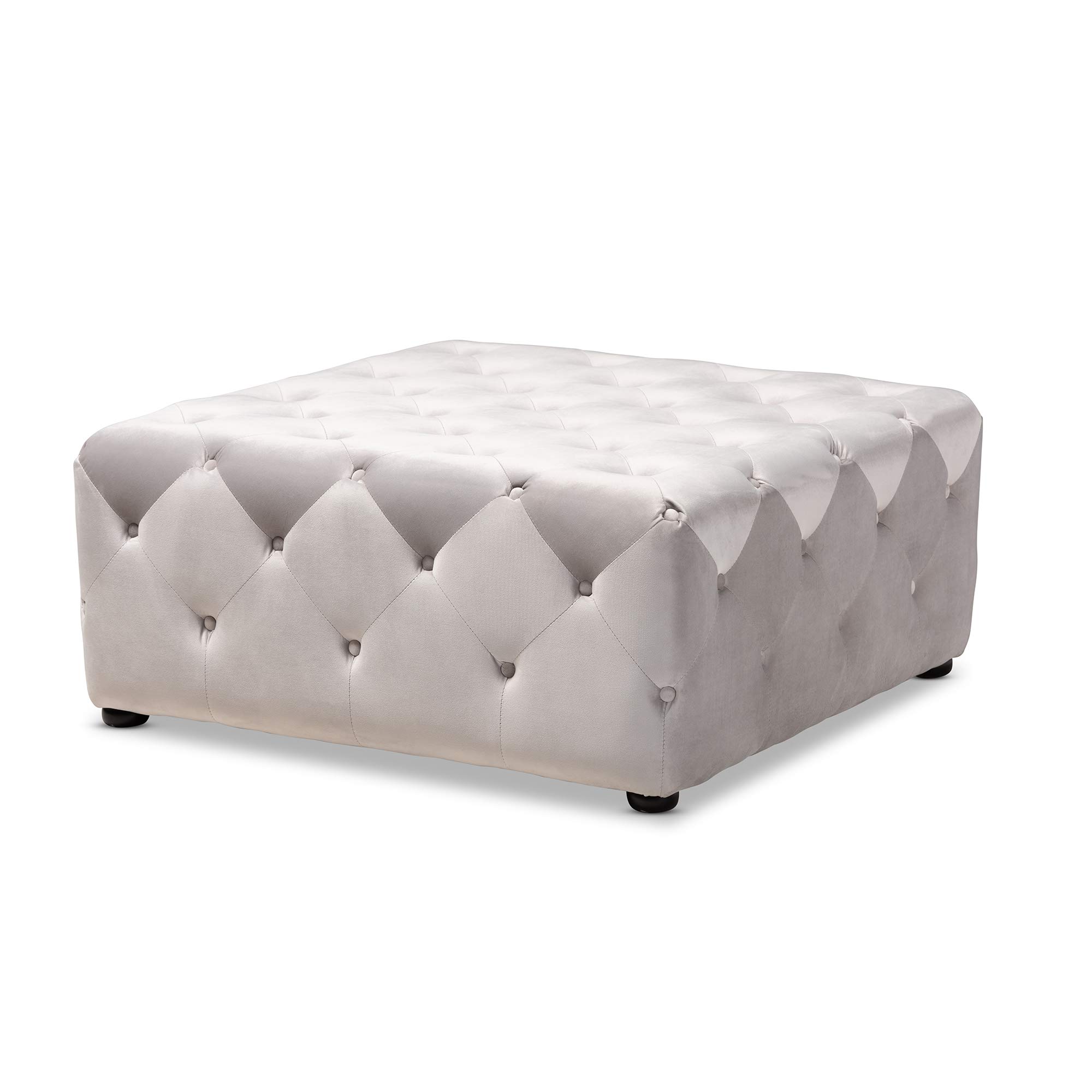 Baxton Studio Modern Slate Gray Ottoman - Versatile Footrest, Extra Seating & Storage for Living Room, Bedroom, or Office