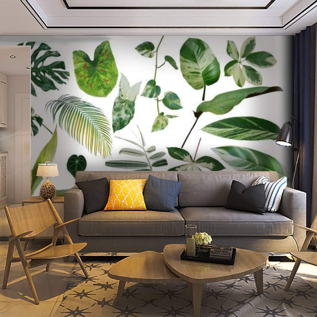 Self-Adhesive Tropical Leaves Wall Mural - Exotic Variegated Foliage Peel & Stick Wallpaper for Living Room, Bedroom Decor | Nature-Inspired Removable Wall Decal for Home & Office