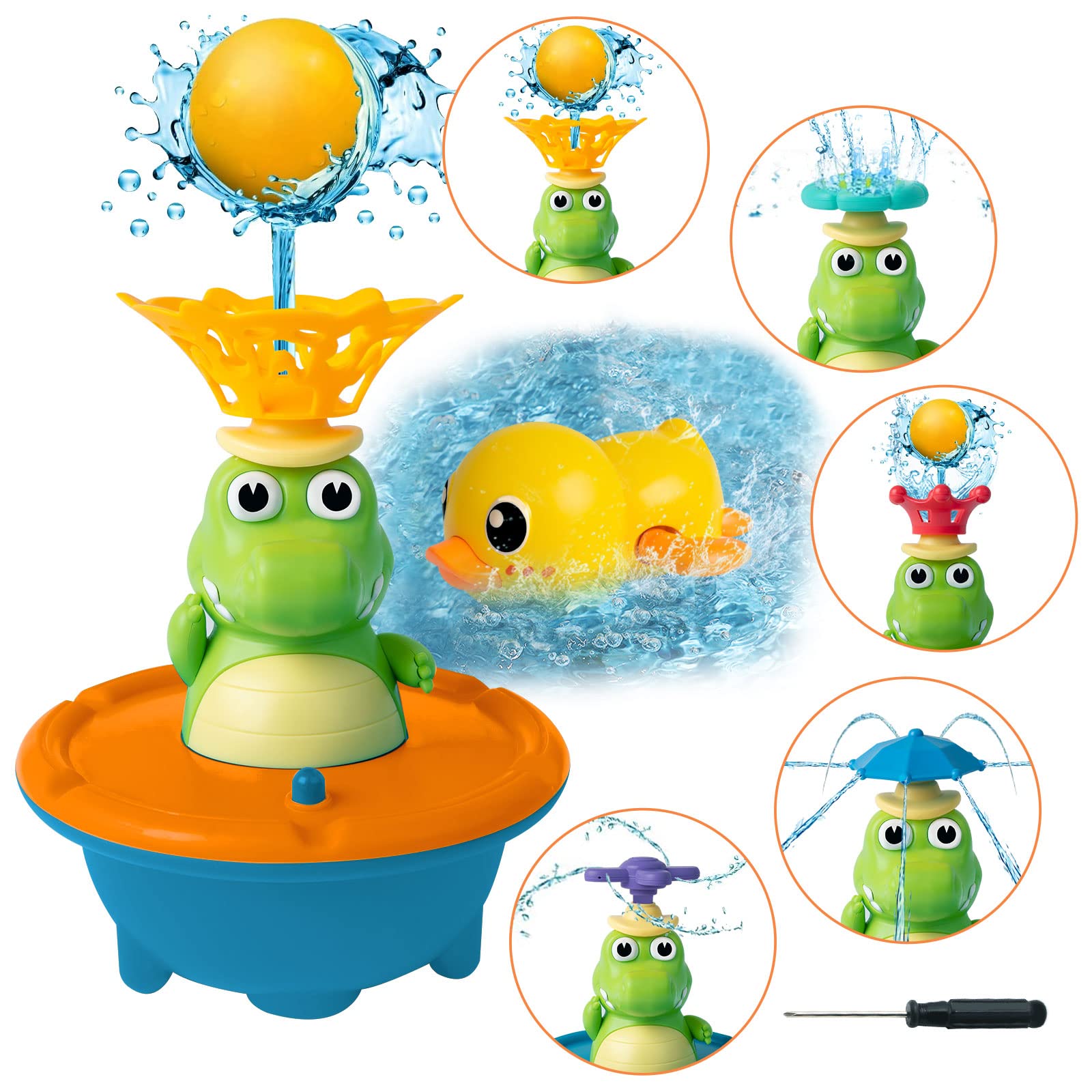 TAMEXI Light Up Crocodile Bath Toys for Babies & Toddlers - Waterproof Spray Water Sprinkler Bathtub Toys for 6-12 Month Old Boys & Girls - Fun Sensory Bath Time Toy for Baby Development & Playtime