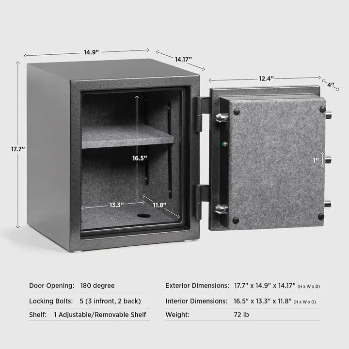 IslandSafe FNS45 Medium Fireproof Safe Box - Fire Resistant Document & Cash Storage for Home, Office, and Business Security