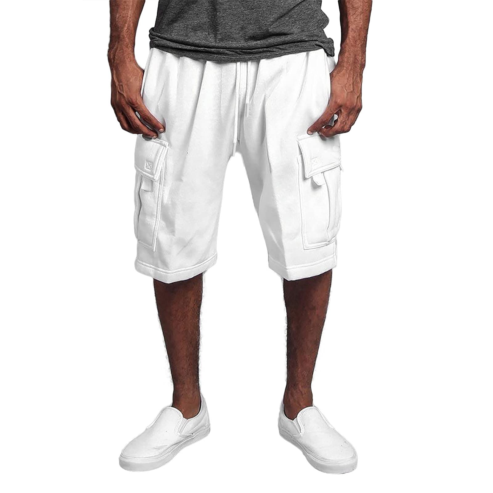 Men's Cargo Shorts with Elastic Waist - Relaxed Fit Tactical Shorts for Hiking & Outdoor Activities | Multi-Pocket Casual Shorts for Men | Perfect for Camping, Travel & Everyday Wear