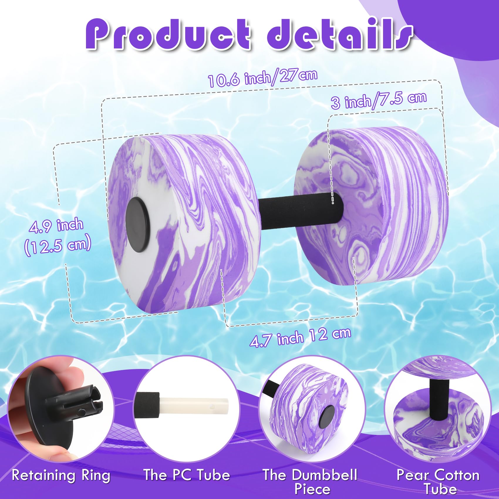 Upgraded Water Aerobics Set - Aquatic Exercise Dumbbells & Foam Swim Cuffs with Detachable Velcro | Water Fitness Equipment for Pool Workouts, Hydrotherapy & Low-Impact Training