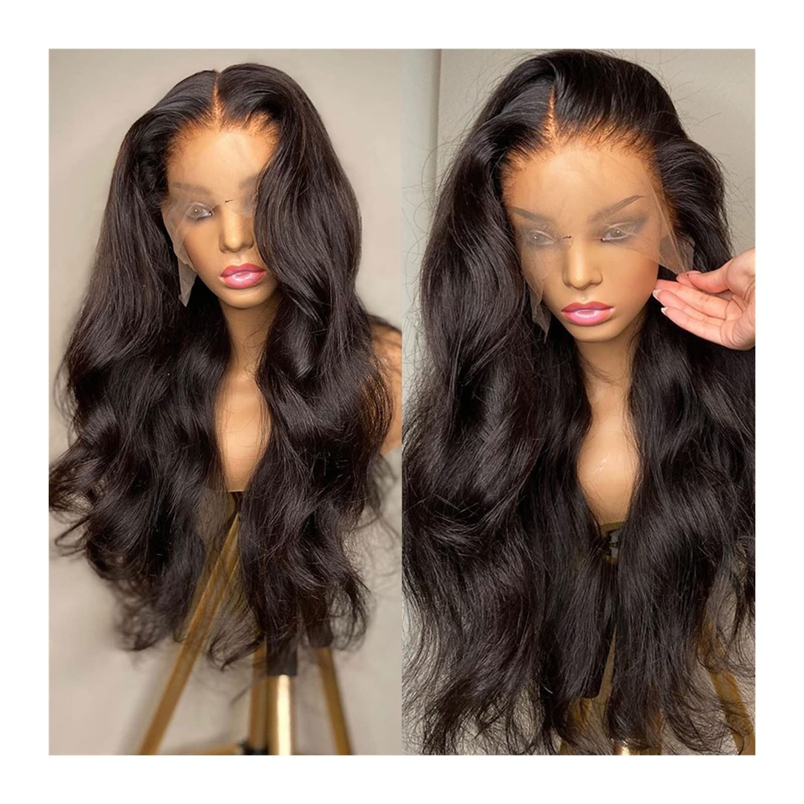 13x4 HD Lace Front Wig Brazilian Remy Human Hair - 30 Inch Body Wave Pre Plucked with Baby Hair for Black Women (150% Density, 24in Stretched Length) - Perfect for Daily Wear, Parties & Special Occasions
