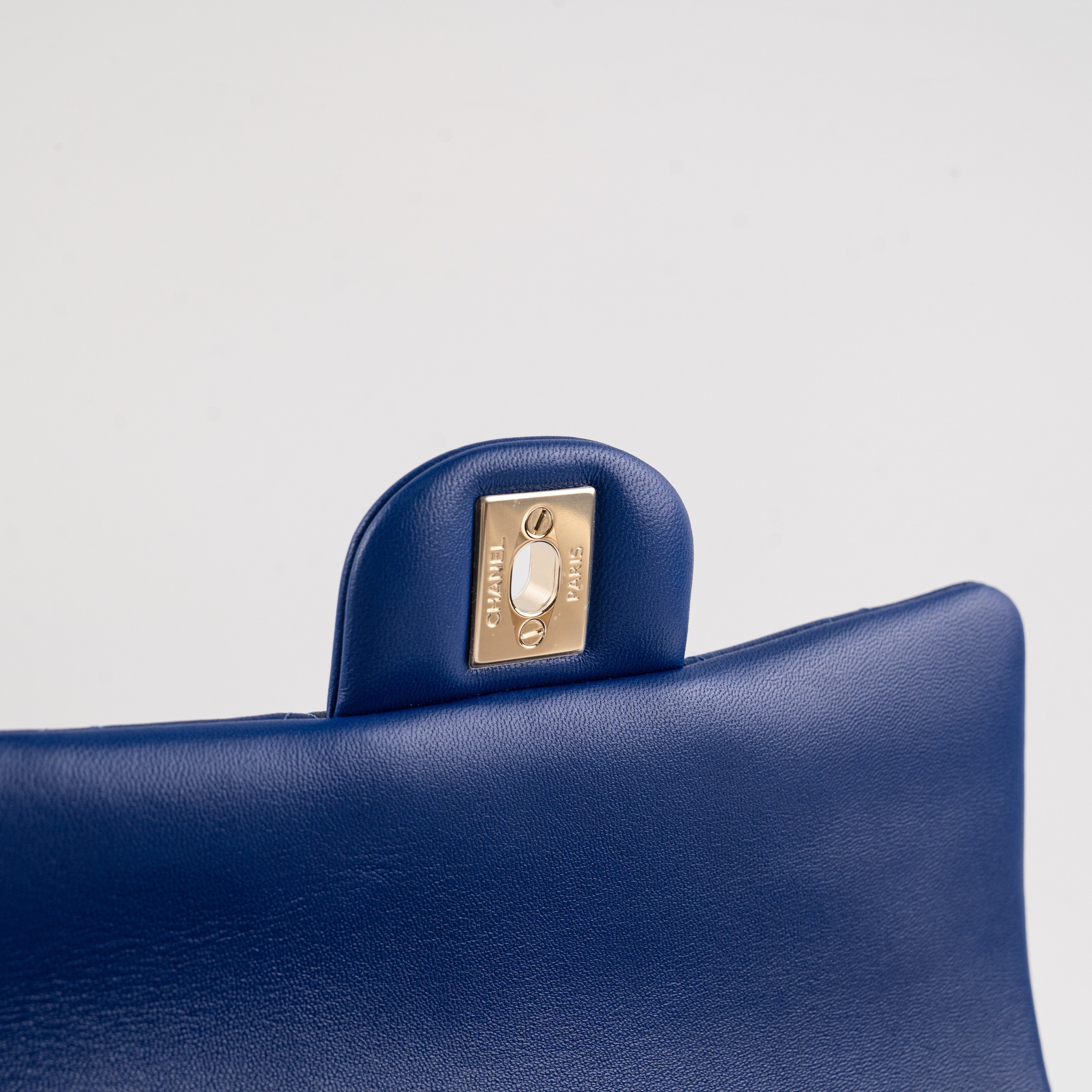 Chanel Mini Top Handle Bag in Lambskin Leather - Blue Microchip | Luxury Crossbody Purse for Women, Perfect for Parties & Evening Events