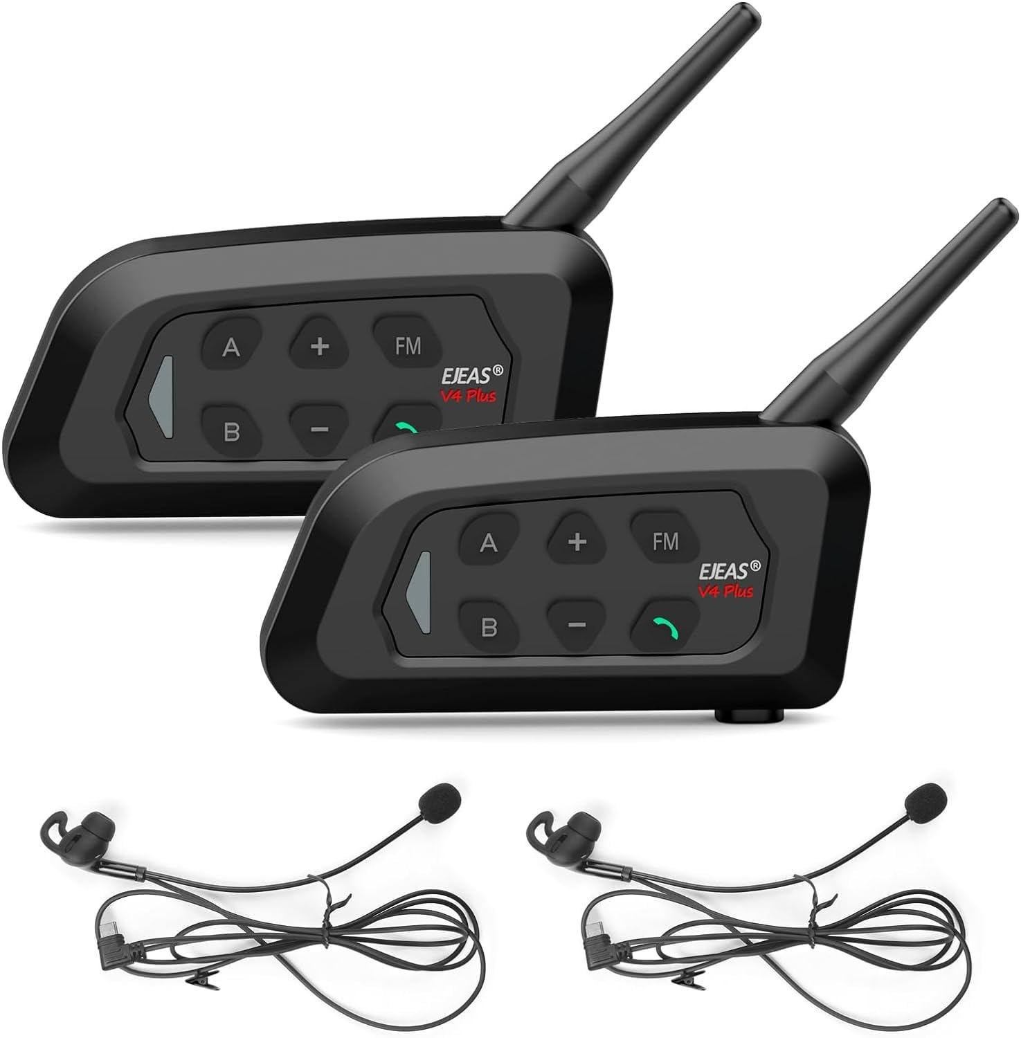 EJEAS V4C Plus Professional Referee Bluetooth Headset - 1200M Range, 4-Person Full Duplex Communication for Soccer & Handball Officials (2-Pack) | Ideal for Game Coordination, Tournament Use & Team Communication