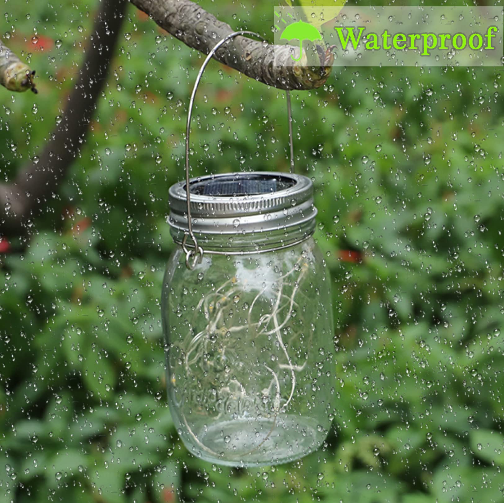 10 Pack Solar Mason Jar Light Lids - 20 LED Fairy String Lights with Hangers, Waterproof & Rust-Resistant for Outdoor Decor - Perfect for Patio, Lawn, Garden, Wedding & Lantern Lighting (Warm White)
