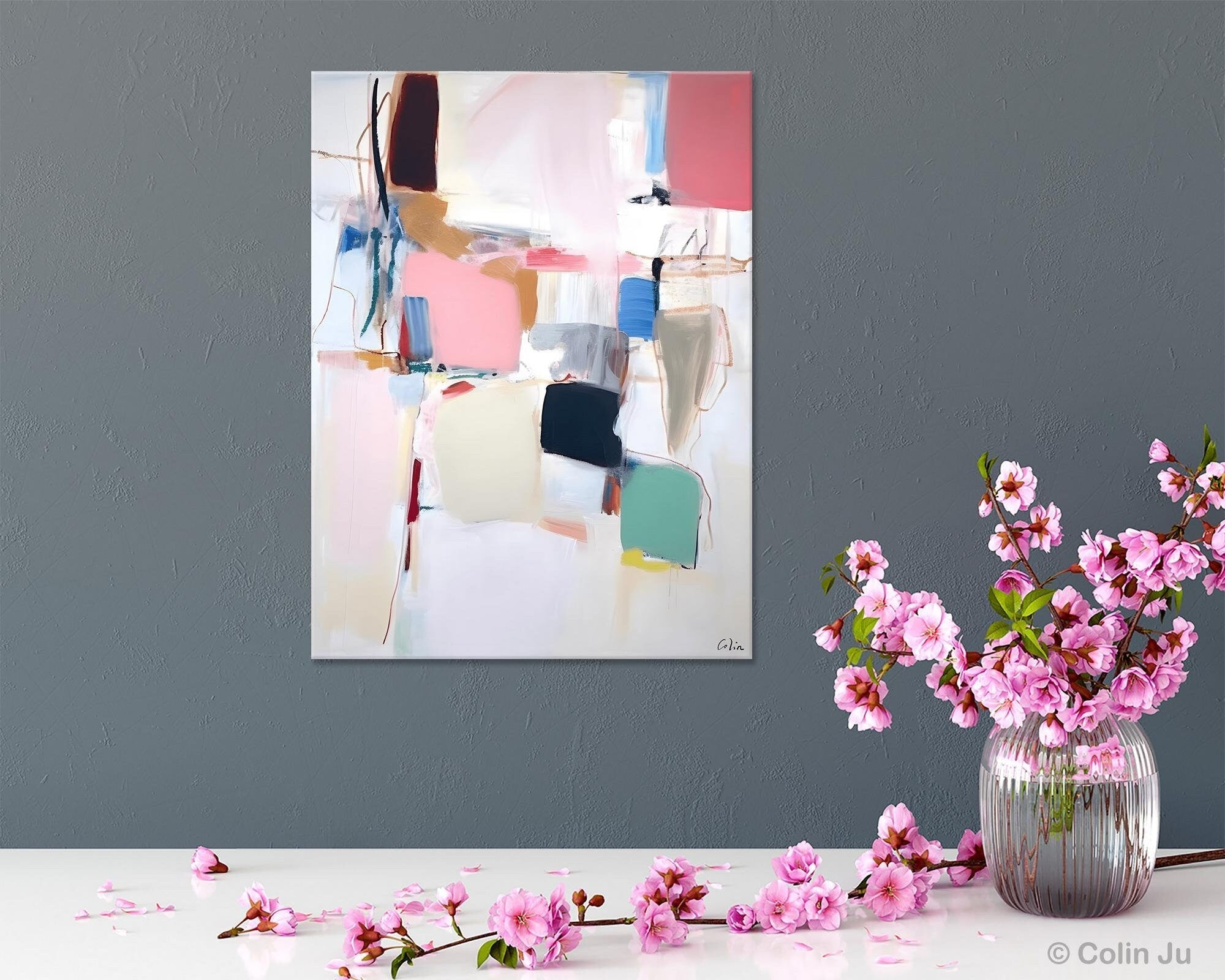 Original Abstract Acrylic Painting on Canvas - Extra Large Contemporary Wall Art for Bedroom Decor | Modern Home & Office Artwork