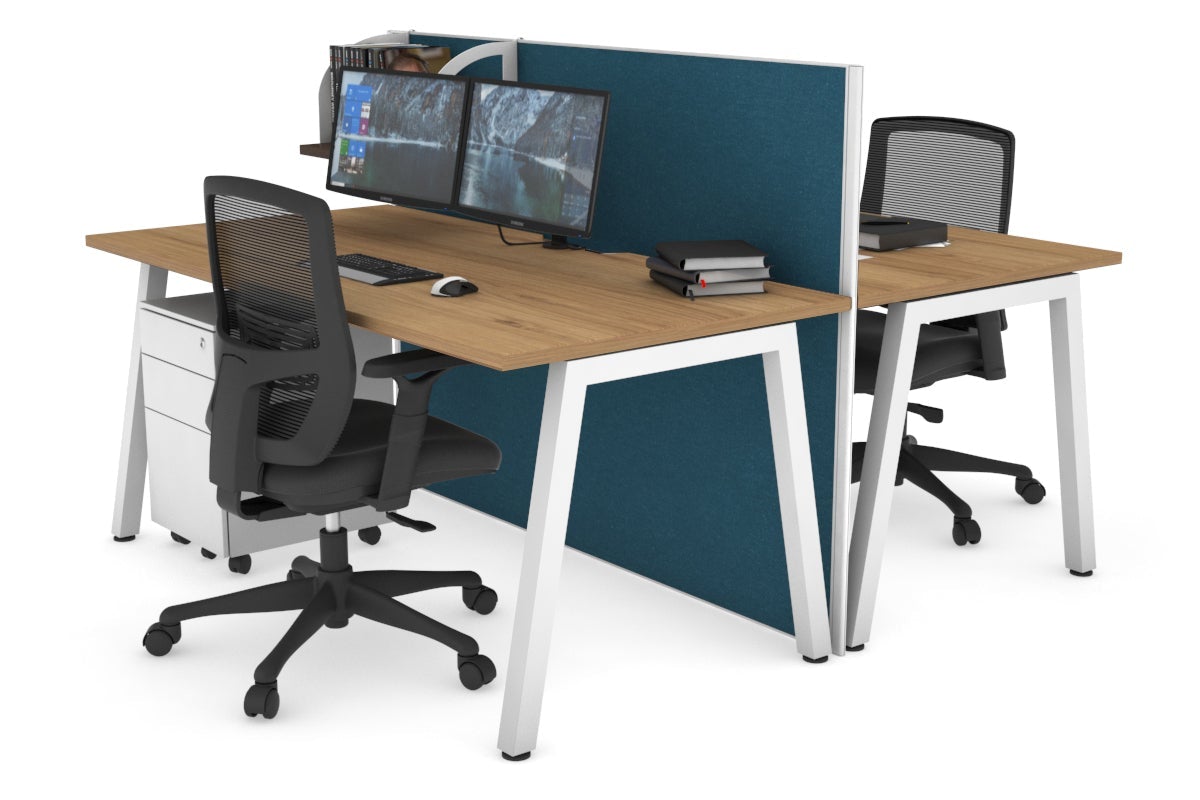 Horizon Quadro 2-Person Office Workstation Bench with A-Legs - 1200L x 800W Dimensions, Cable Management Scallop - Perfect for Shared Workspaces & Collaborative Office Environments