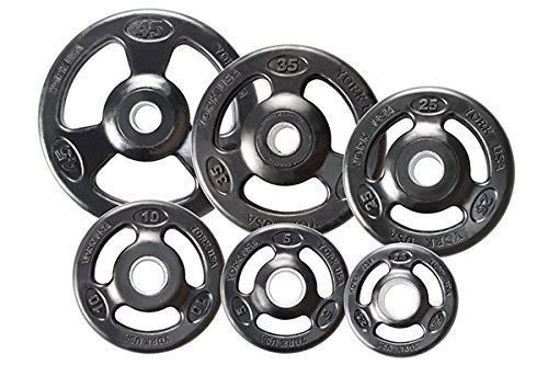 York Iso Grip Urethane Olympic Weight Plates - 35lb Pair for CrossFit, Powerlifting & Home Gym Strength Training