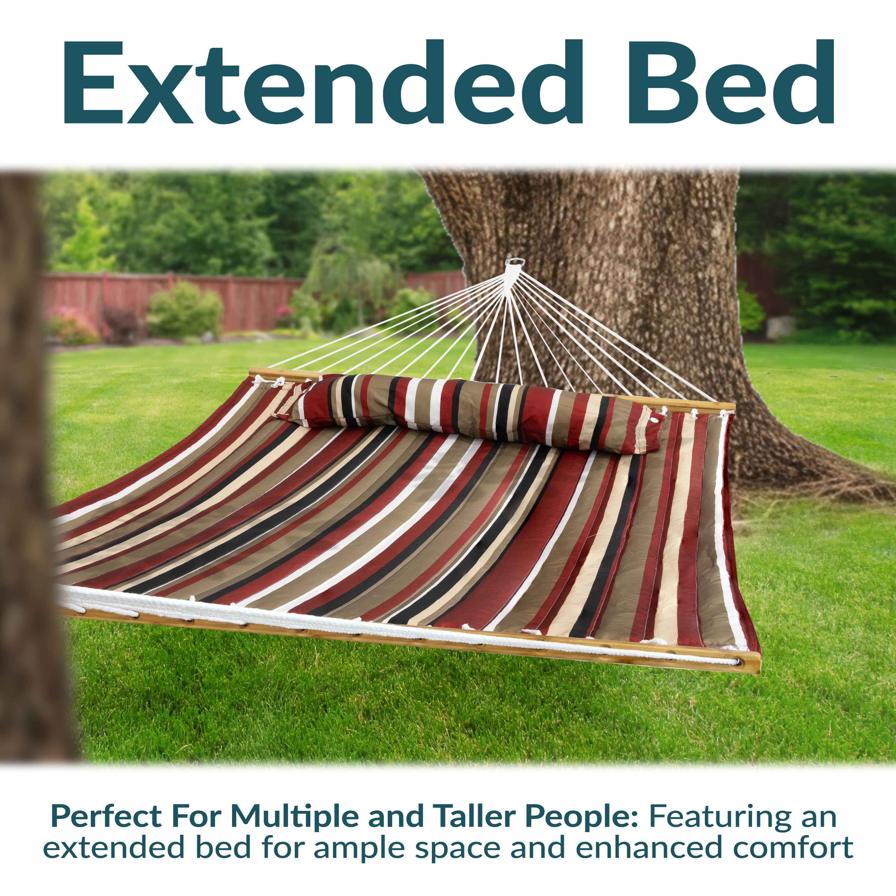 Sunnydaze 2 Person Extra Large Quilted Outdoor Hammock - 77.5