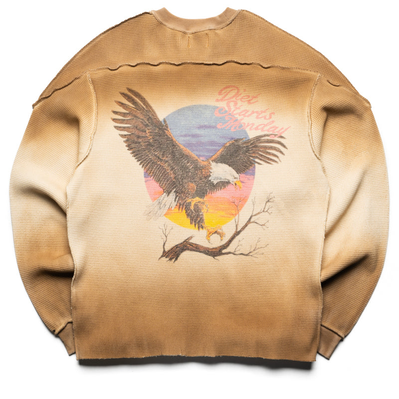 Diet Starts Monday Sunset Waffle Long Sleeve Shirt - Comfortable Casual Wear for Women, Perfect for Weekend Outings and Beach Vacations