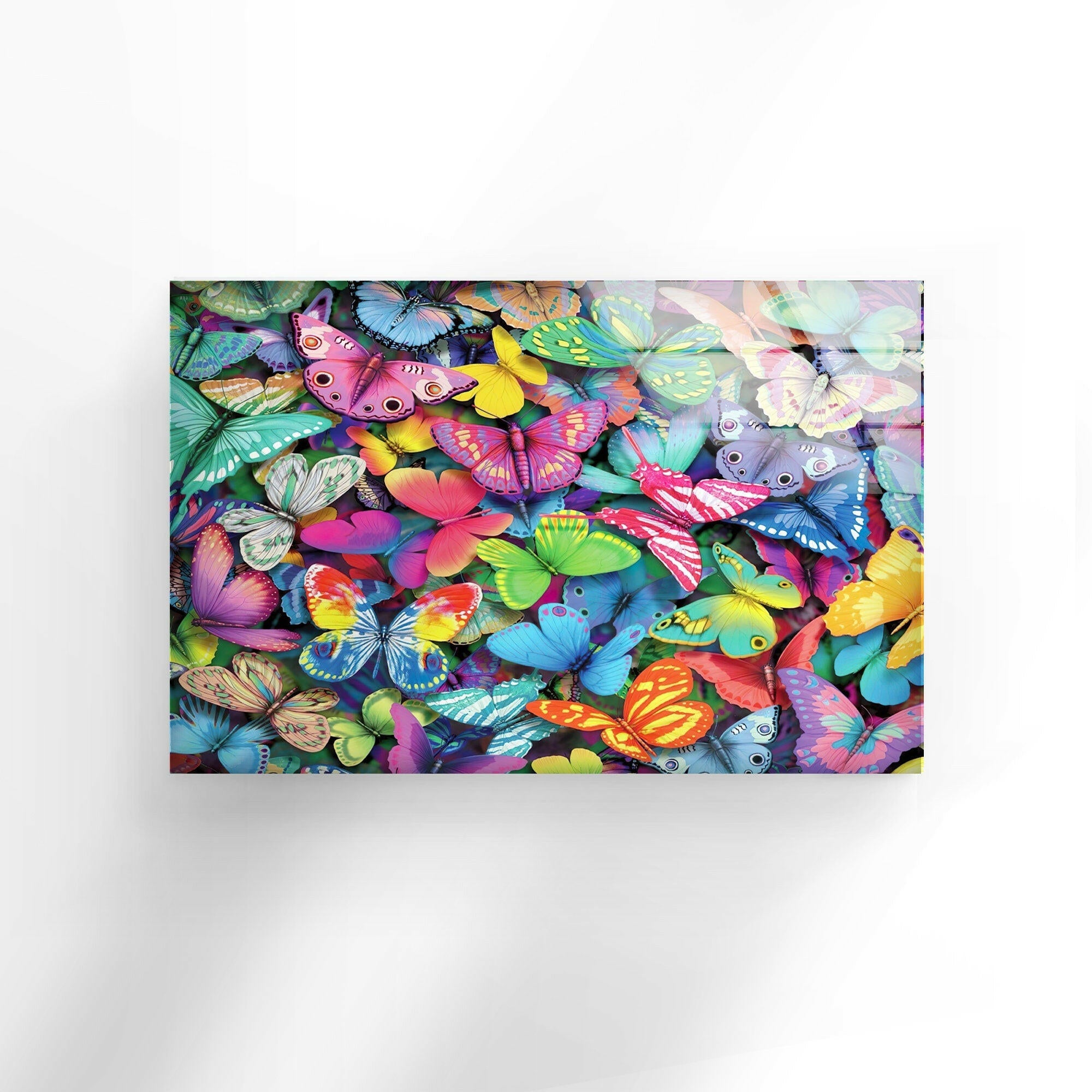 Vibrant Butterfly Glass Wall Art Decor - Handmade Stained Glass Mosaic for Living Room, Bedroom, Nursery & Office Decor