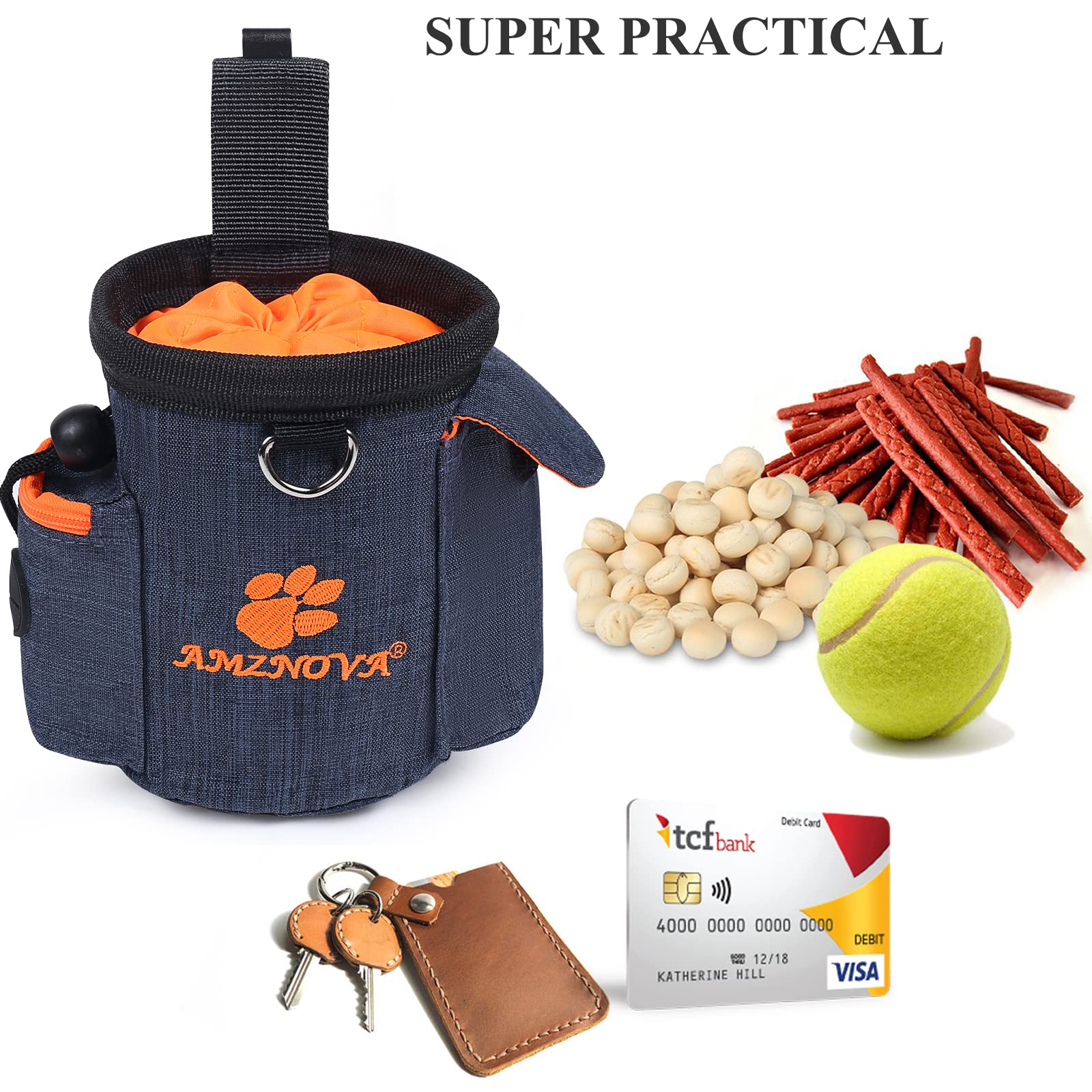 **AMZNOVA Dog Training Treat Pouch - 3 Cup Capacity, Adjustable Waistband & Built-in Poop Bag Dispenser - Multi-Purpose Portable Puppy Treat Bag for Walking, Hiking, and Outdoor Adventures (Heather Blue)**    *(Perfect for dog training, walks, hikes, and outdoor activities - keeps treats and essentials handy!)*