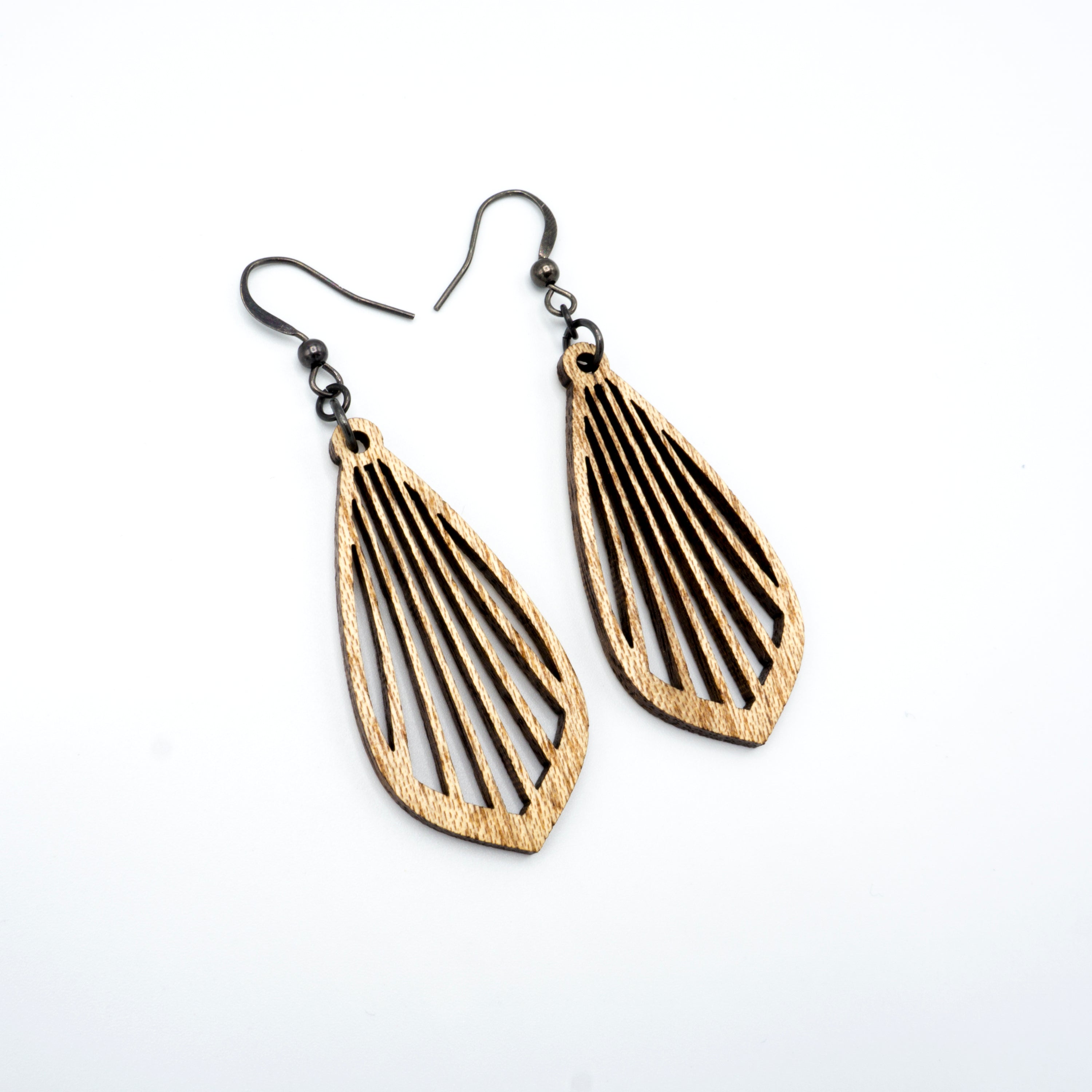 Gem Point 02 [S] - Handcrafted Mahogany Wood Earrings for Women | Lightweight Dangle Earrings for Casual Wear, Boho Style & Everyday Fashion