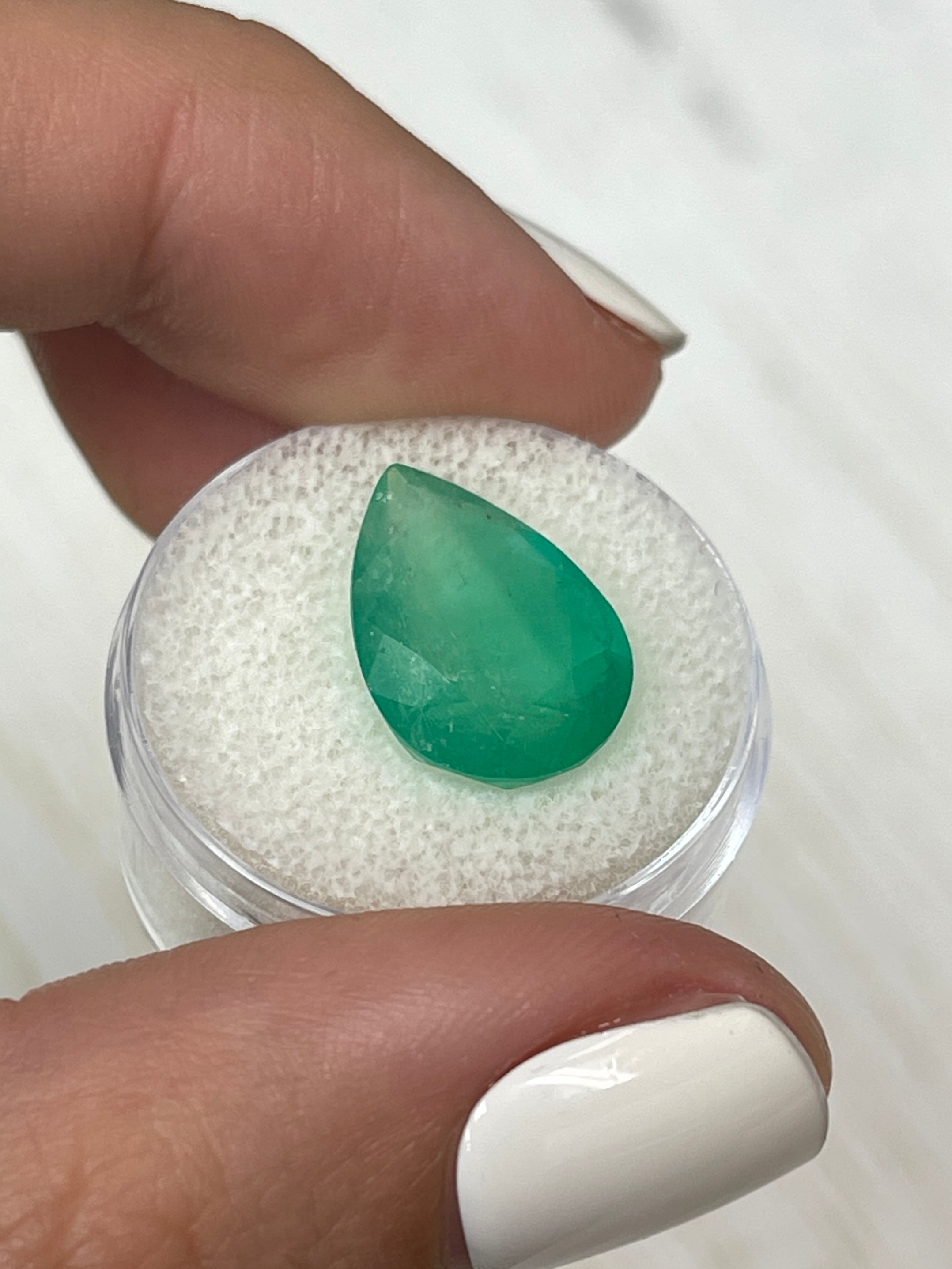 7.36 Carat 17x12mm Bi-Color Green Natural Loose Colombian Emerald Pear Cut Gemstone for Jewelry Making & Engagement Rings