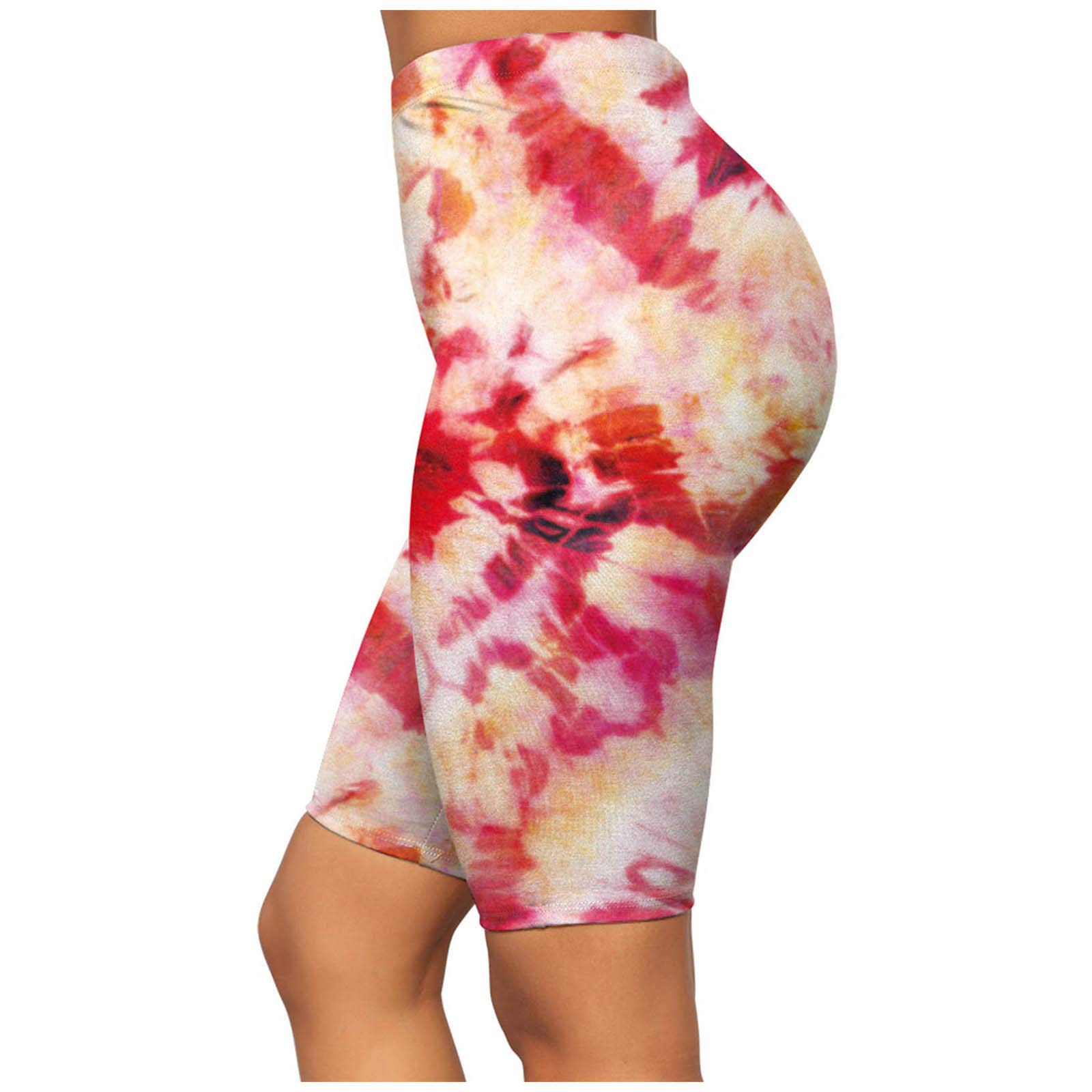 Women's High Waist Yoga Shorts - Stretchy Printed Tie-Dye Fitness Shorts for Yoga & Workout