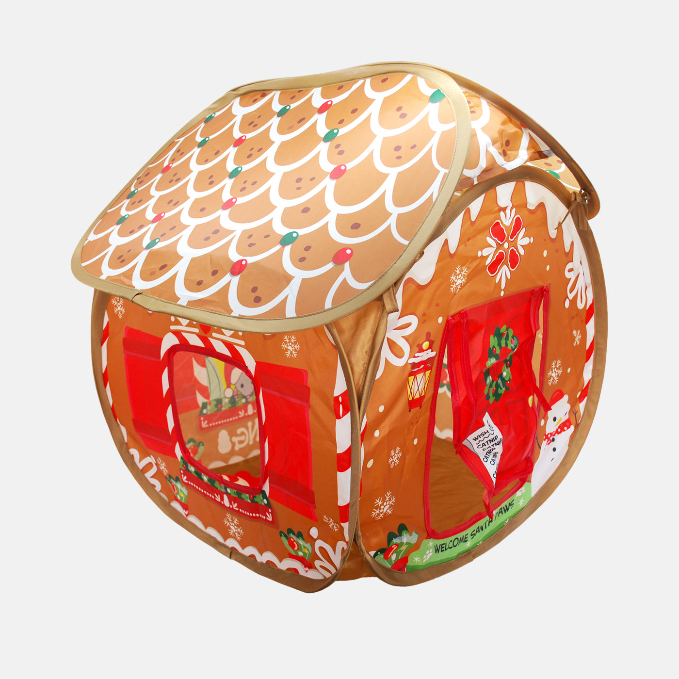 KONG Holiday Play Spaces Bungalow Gingerbread Dog Toy - Durable Chew Toy for Large & Small Dogs - Perfect for Christmas & Winter Playtime - Great for Indoor & Outdoor Fetch Games
