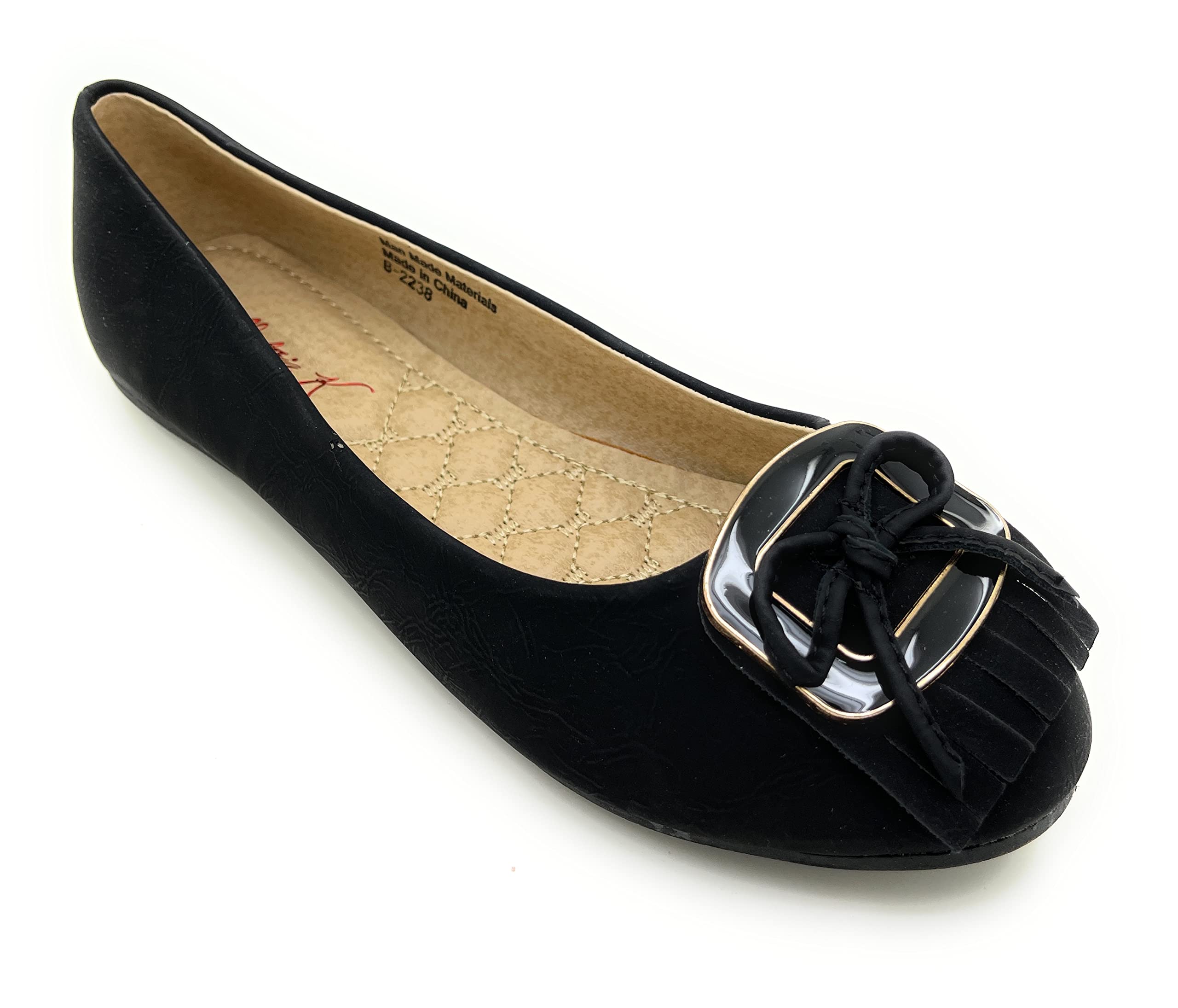 Women's Comfort Ballet Flat Shoes - Slip On Cushioned Faux Suede Buckle Flats for Work & Everyday Wear | Perfect for Fall, Winter, Spring & Summer Seasons | Office, Commuting & Casual Outings