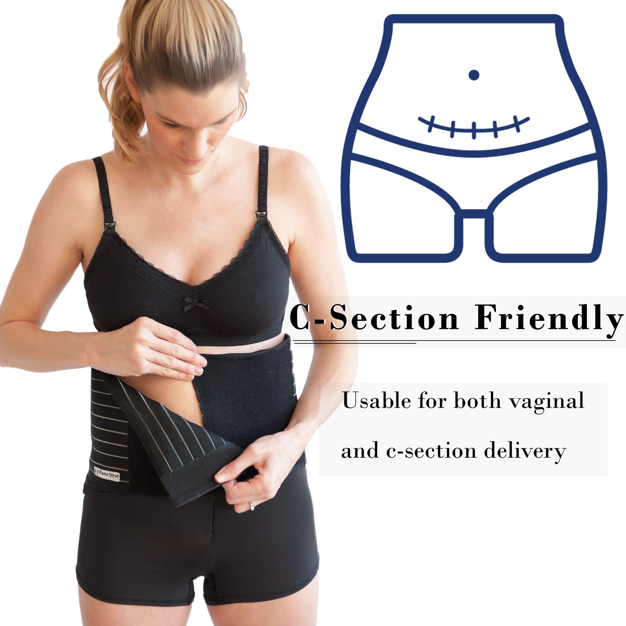 Mama Strut Postpartum Support Brace - Postpartum Recovery Wrap with Compression, Heat & Cold Therapy - 4X Large for C-Section Recovery & Abdominal Support After Birth