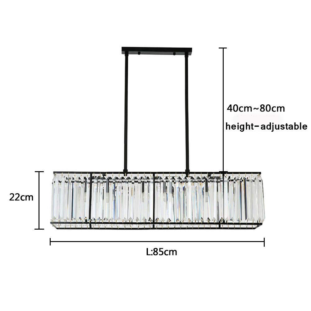 Luxury K9 Crystal Pendant Light - Modern Rectangular Chandelier Ceiling Fixture with Crystal Accents - Black Hanging Lamp for Living Room, Bedroom, Kitchen Dining Room - Perfect for Home Decor, Interior Lighting & Luxury Spaces