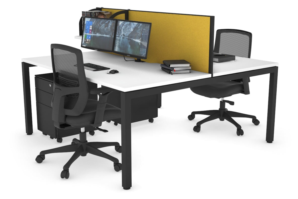 Quadro Square Legs 2 Person Office Workstation Desk - 1200L x 800W with Cable Management Scallop - Perfect for Shared Workspaces & Home Offices
