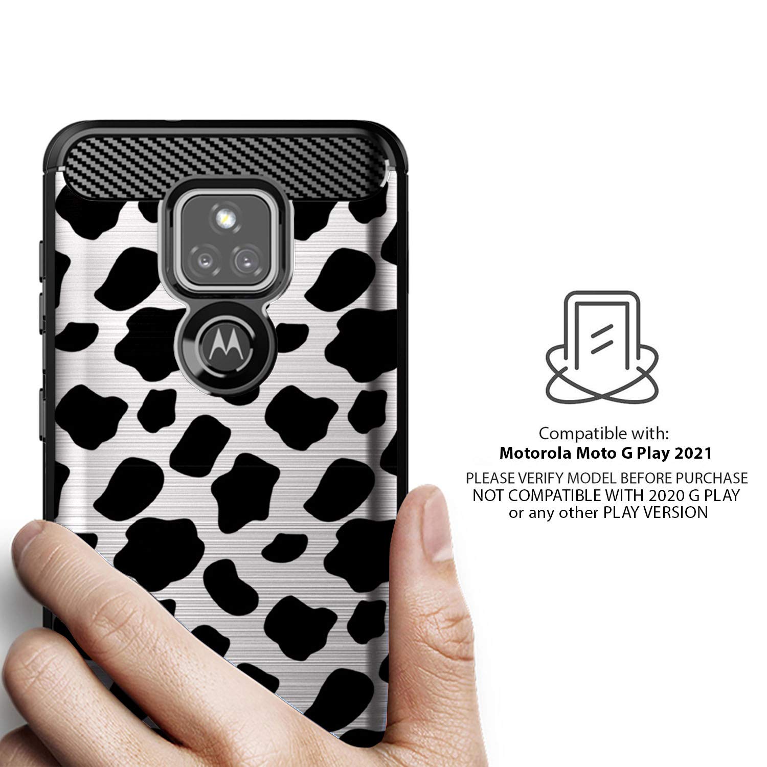 Premium TPU Shockproof Case for Motorola Moto G Play (2021) - Slim Flexible Protective Cover with Cow Print Design | Perfect for Everyday Use, Work & Travel Protection