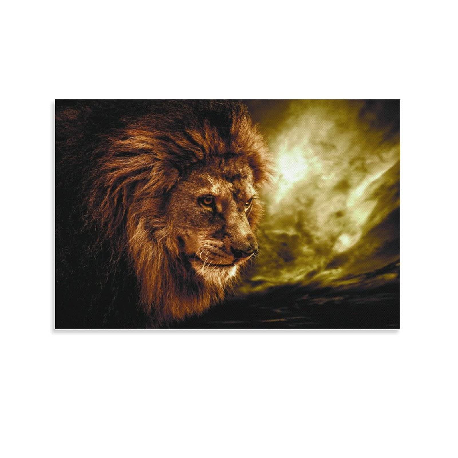 Lion Canvas Wall Art - Modern Animal Poster Painting for Living Room & Bedroom Decor - 20x30 Inches (50x75cm) - Perfect for Home, Office, and Gift Giving