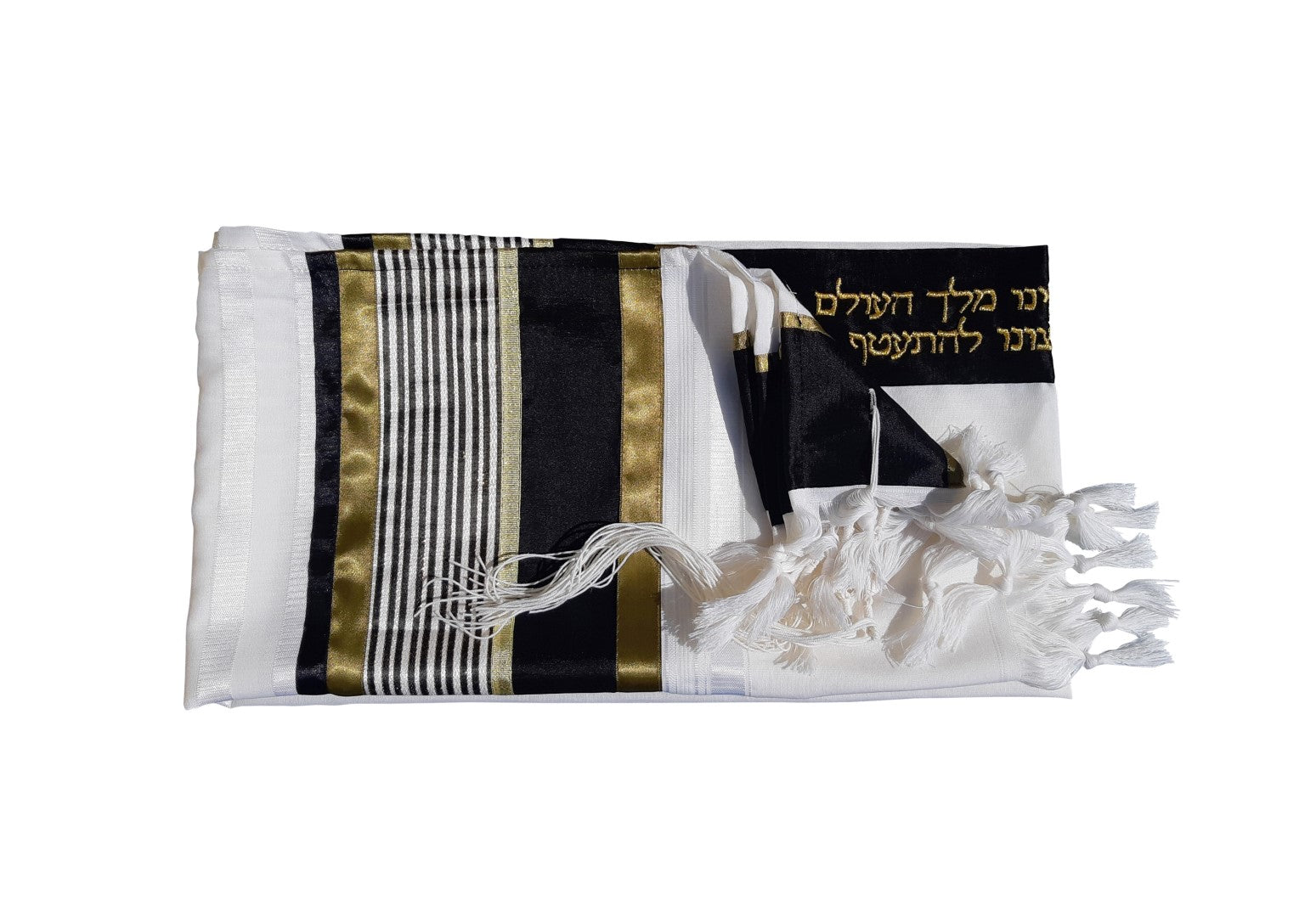 Joseph Men's Wool Tallit Prayer Shawl - Gold, Black & Green Stripes for Jewish Religious Ceremonies & Daily Prayers