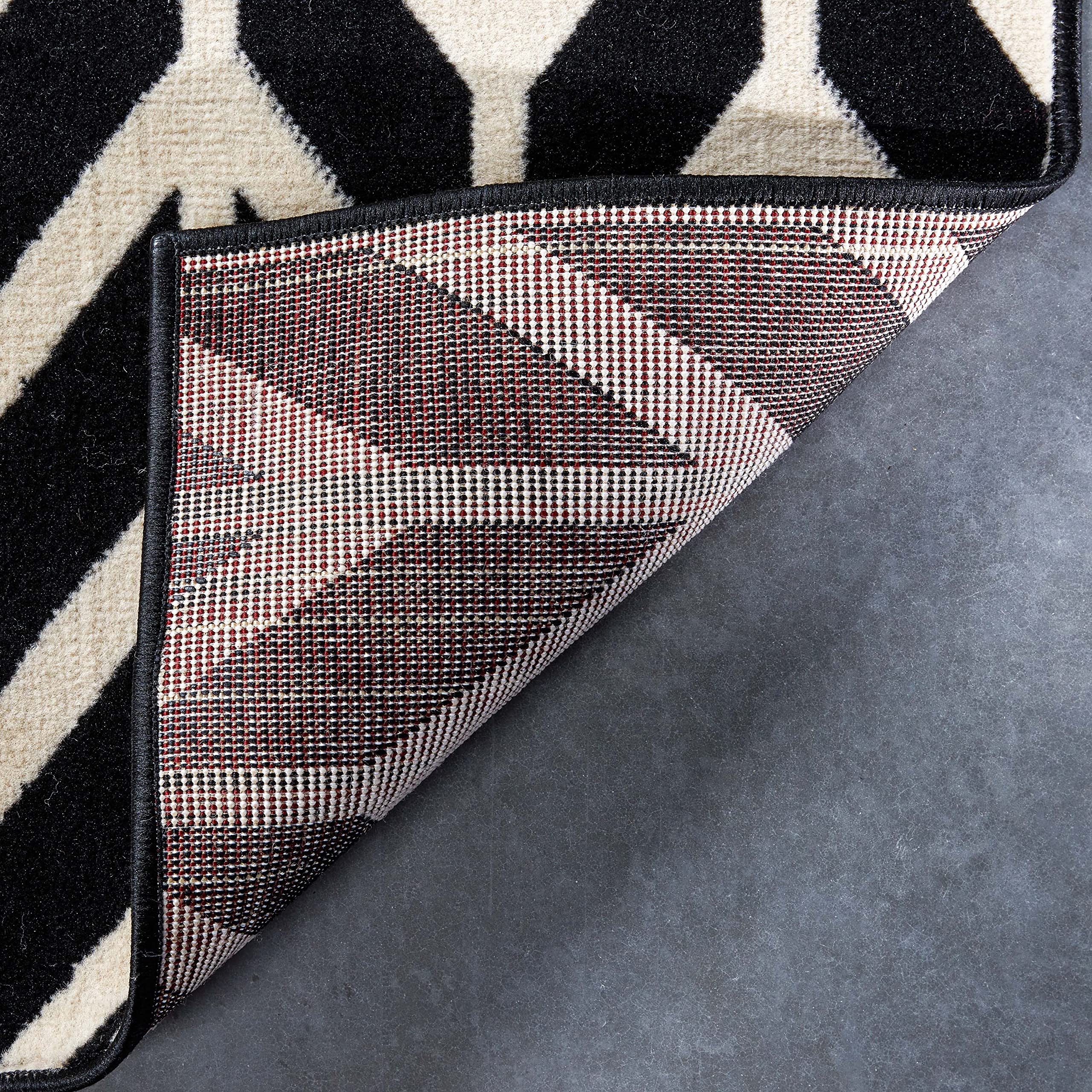 Well Woven Miami Bourbon Chevron Black Modern Area Rug 5' x 7' - Stylish Non-Slip Living Room Rug for Home Office, Bedroom & Dining Room Decor