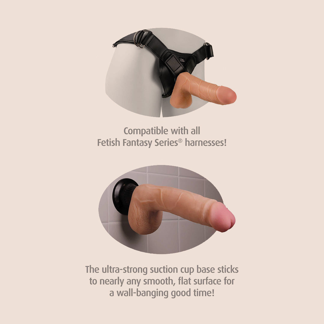 Real Feel Deluxe No. 6 | 8.5 Inch Vibrating Dildo with Suction Cup Base - Perfect for Hands-Free Play, Shower Fun & Discreet Storage