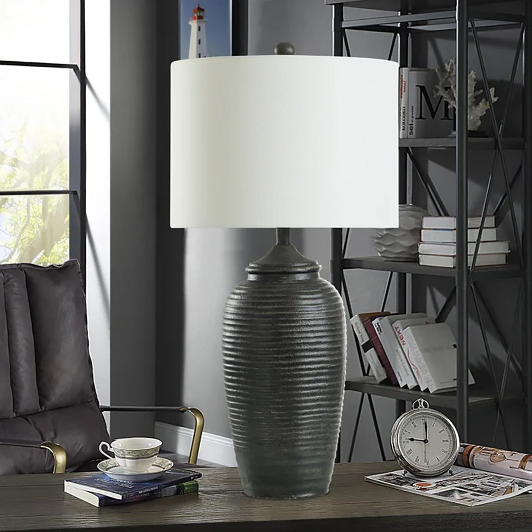 Modern Matte Black Table Lamp - Sleek & Stylish Bedside Lighting for Bedroom, Living Room, or Office - Energy Efficient LED Desk Lamp with Adjustable Brightness