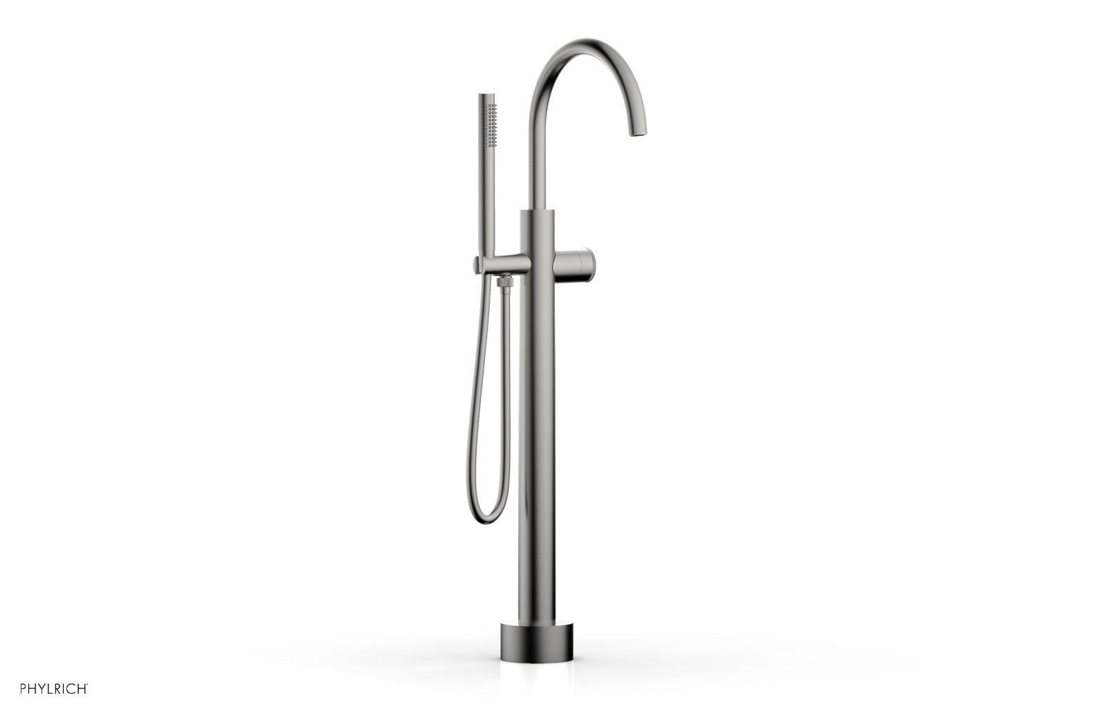 BASIC II Low Floor Mount Tub Filler with Knurled Handle and Hand Shower - Model 230 44 03 - Perfect for Modern Bathrooms and Spa-Like Showers