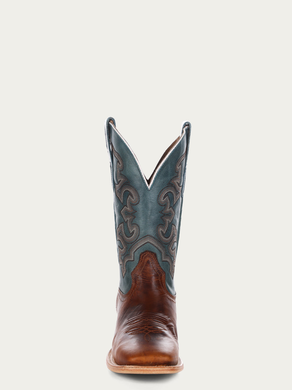 Men's Blue & Honey Embroidered Wide Square Toe Rodeo Cowboy Boots - Western Style Riding Boots for Country Dancing & Ranch Work