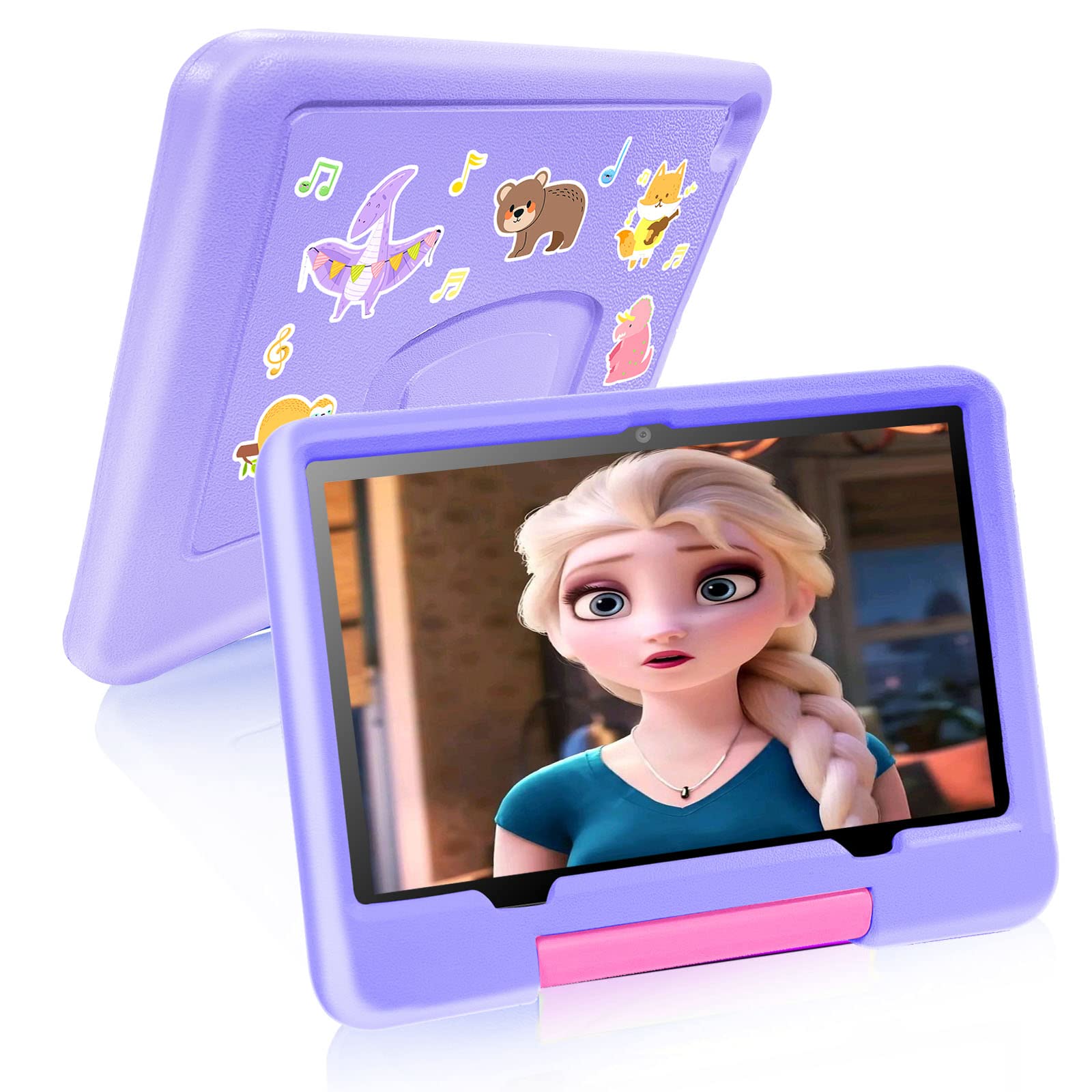 DUODUOGO 10 Inch Kids Tablet with Android 12 | 128GB Storage (Expandable to 64GB) | 4GB RAM | Dual Camera | WiFi Enabled | Includes Shockproof EVA Case | Educational & Gaming Tablet for Children | Perfect for Learning, Entertainment & Travel (DGO-S8+, Purple)